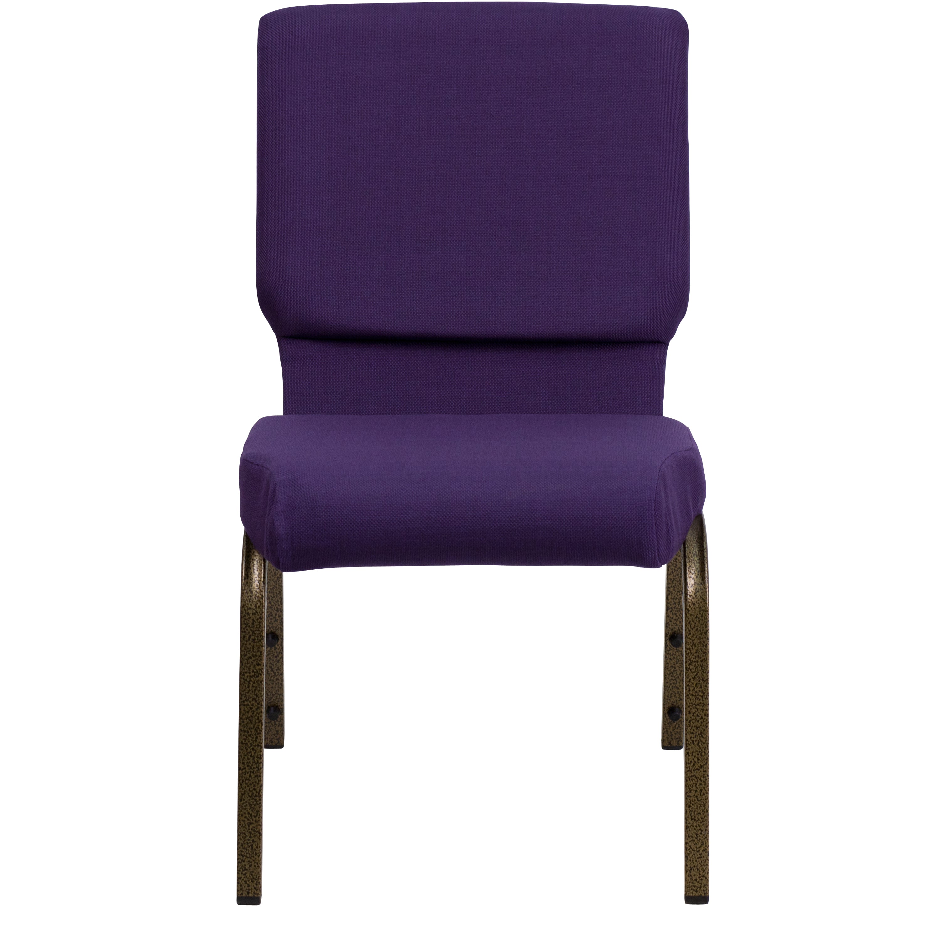 HERCULES Series 18.5''W Stacking Church Chair in Royal Purple Fabric - Gold Vein Frame