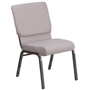 HERCULES Series 18.5''W Stacking Church Chair in Gray Dot Fabric - Silver Vein Frame