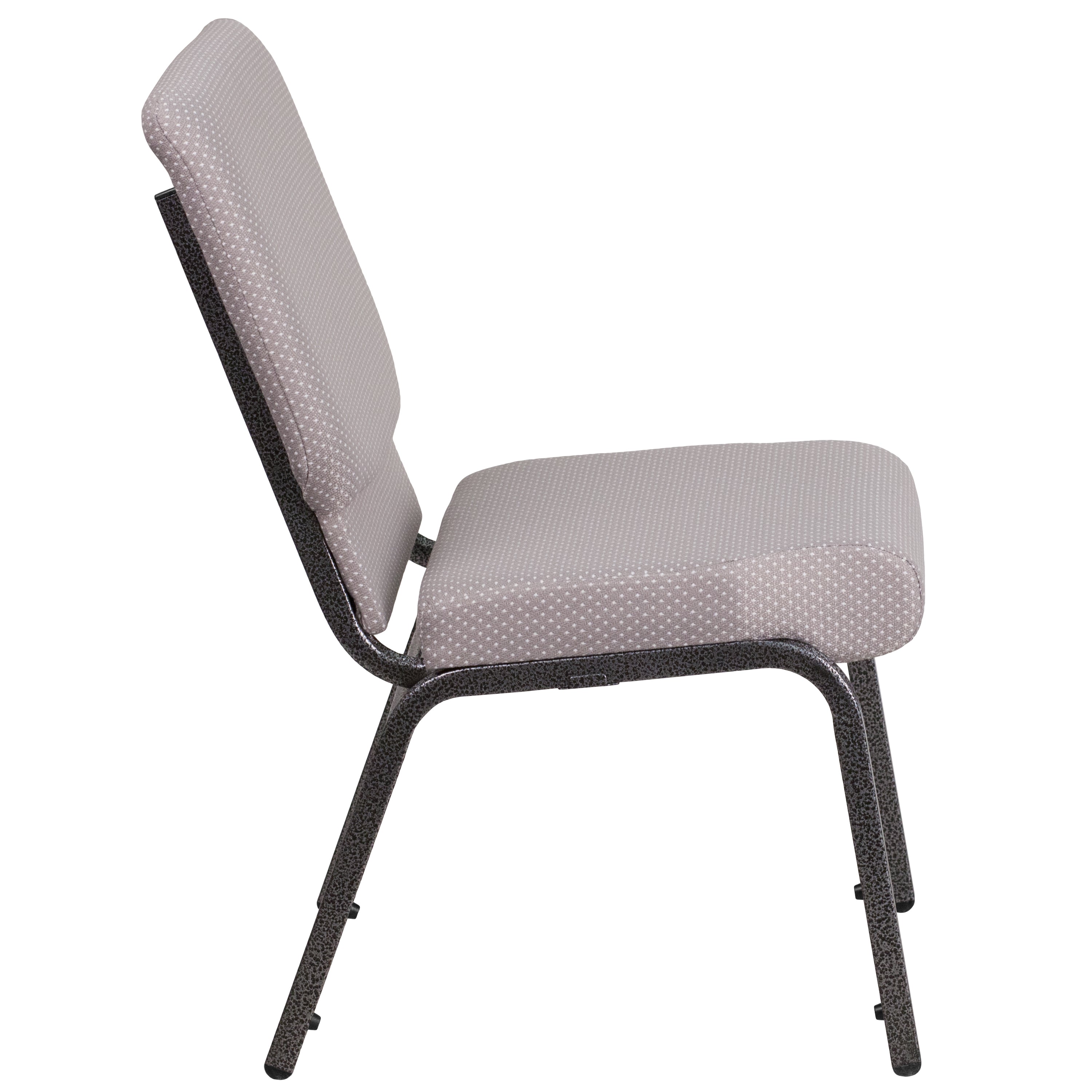 HERCULES Series 18.5''W Stacking Church Chair in Gray Dot Fabric - Silver Vein Frame
