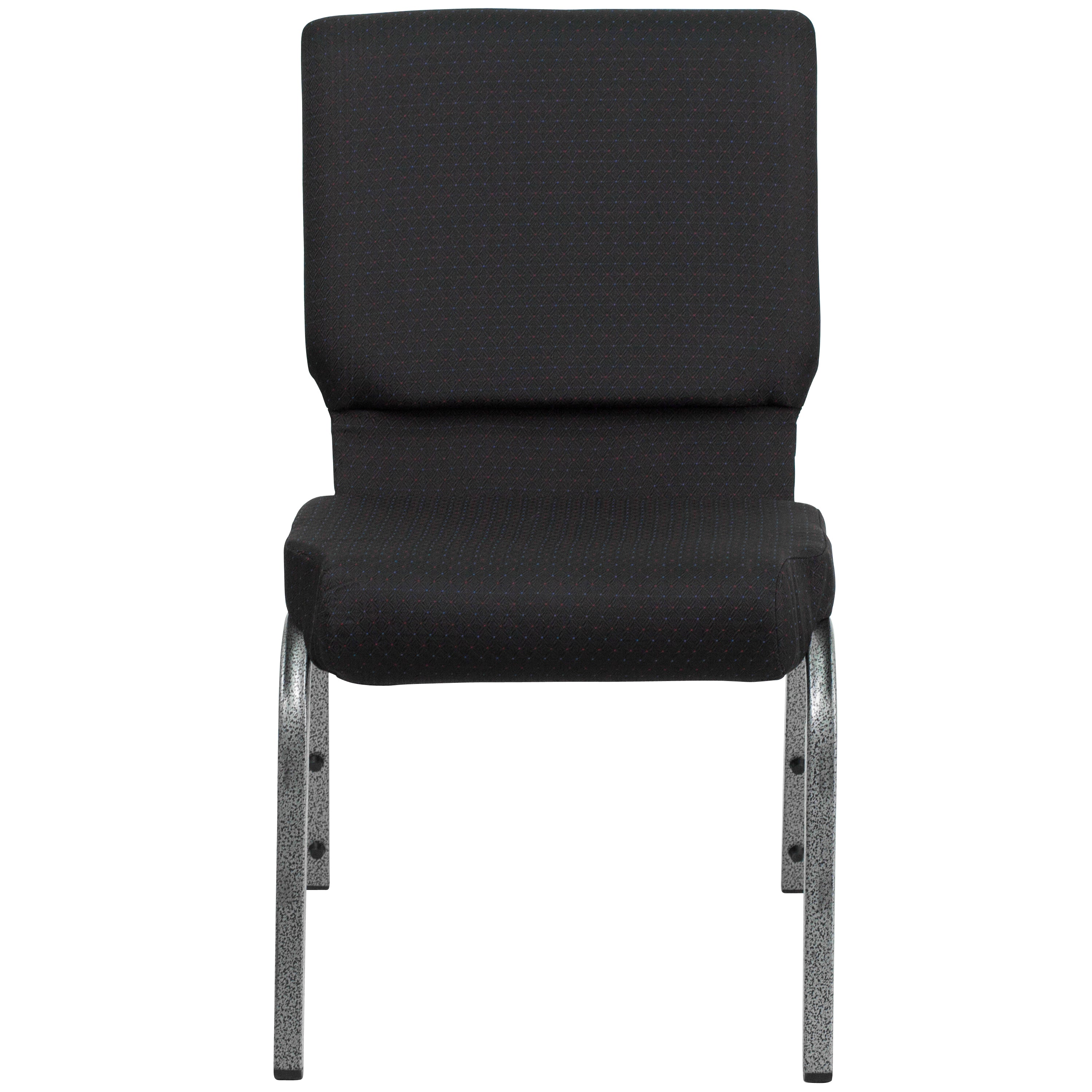 HERCULES Series 18.5''W Stacking Church Chair in Black Patterned Fabric - Silver Vein Frame
