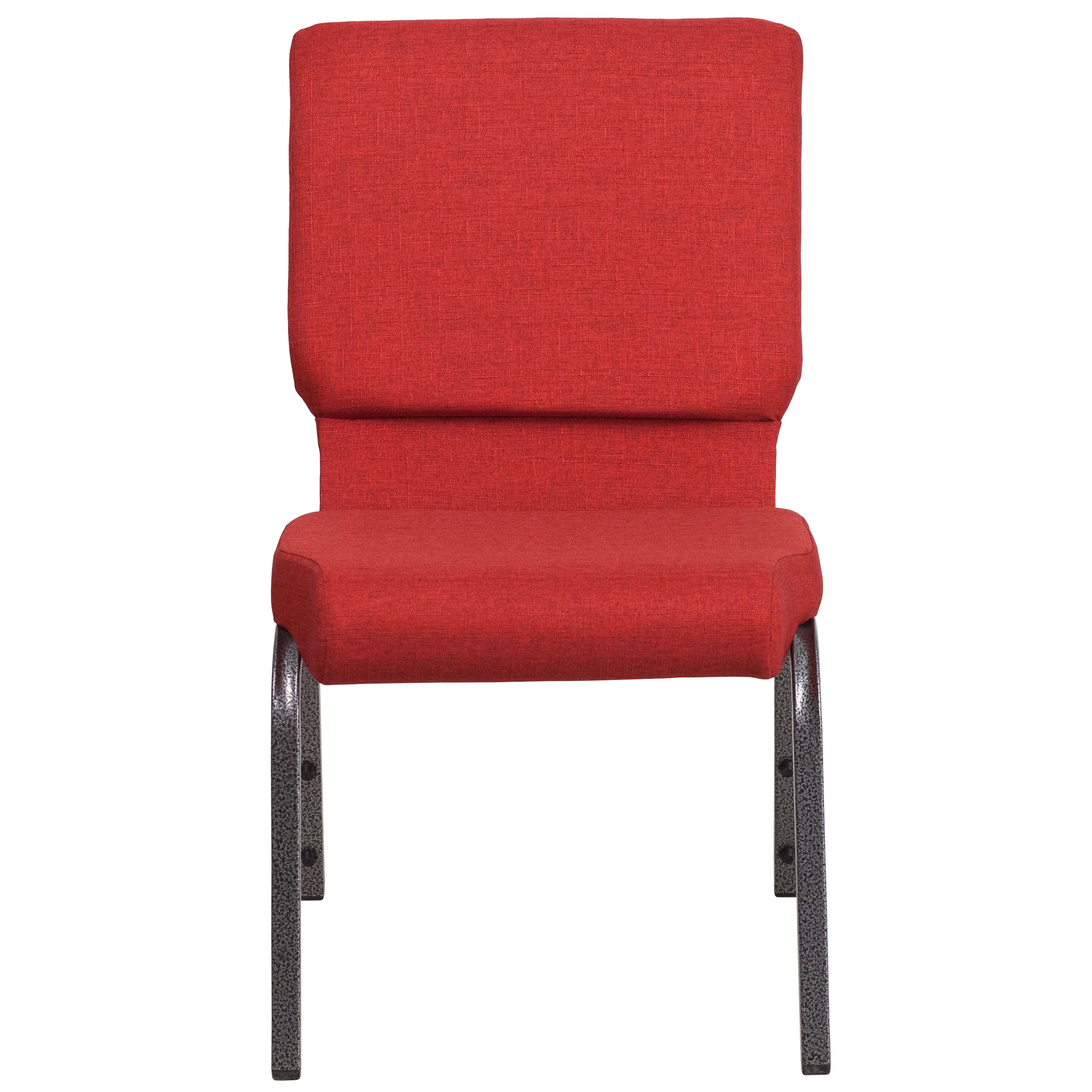 HERCULES Series 18.5''W Stacking Church Chair in Red Fabric - Silver Vein Frame