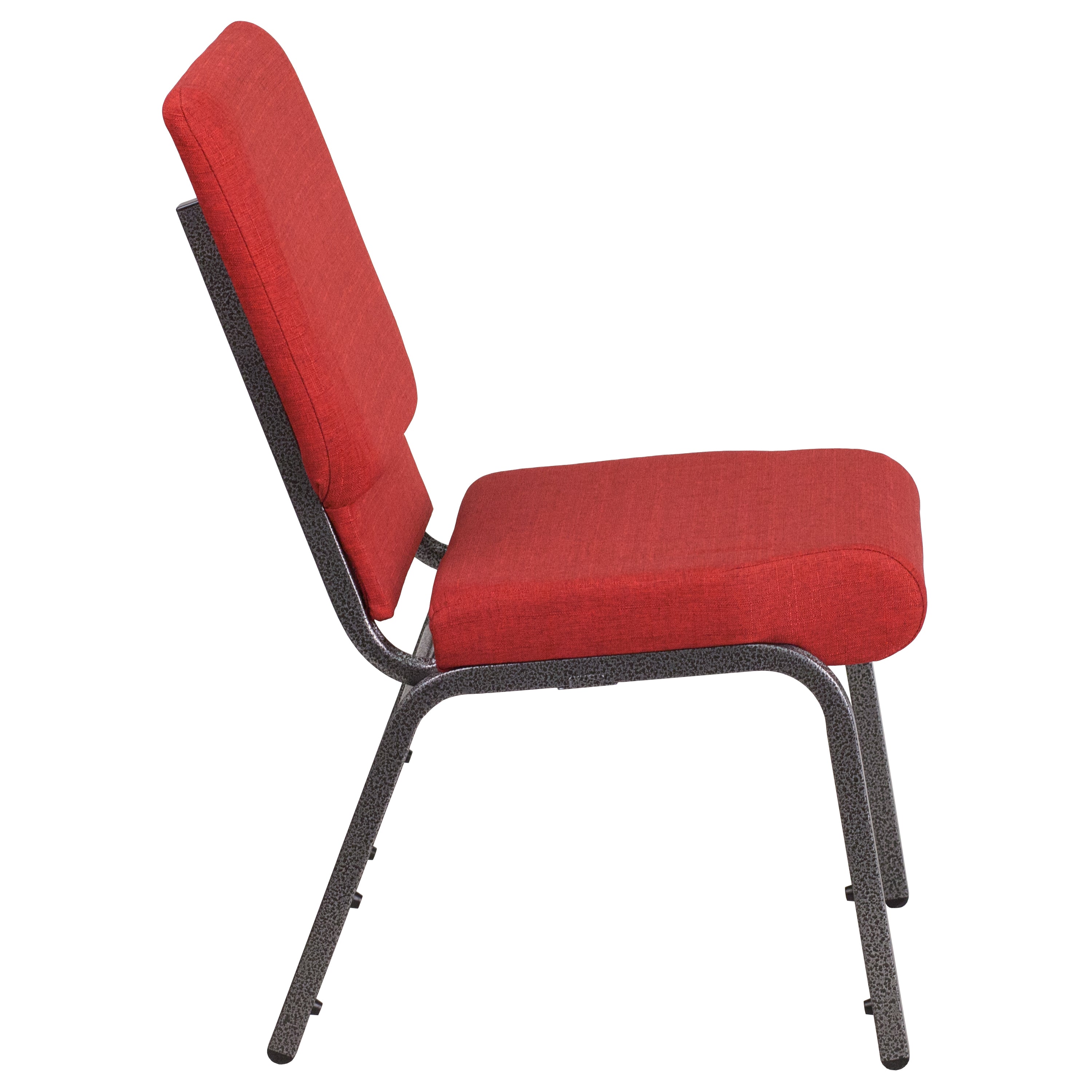 HERCULES Series 18.5''W Stacking Church Chair in Red Fabric - Silver Vein Frame