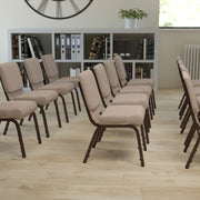 HERCULES Series 21''W Stacking Church Chair in Beige Fabric - Copper Vein Frame