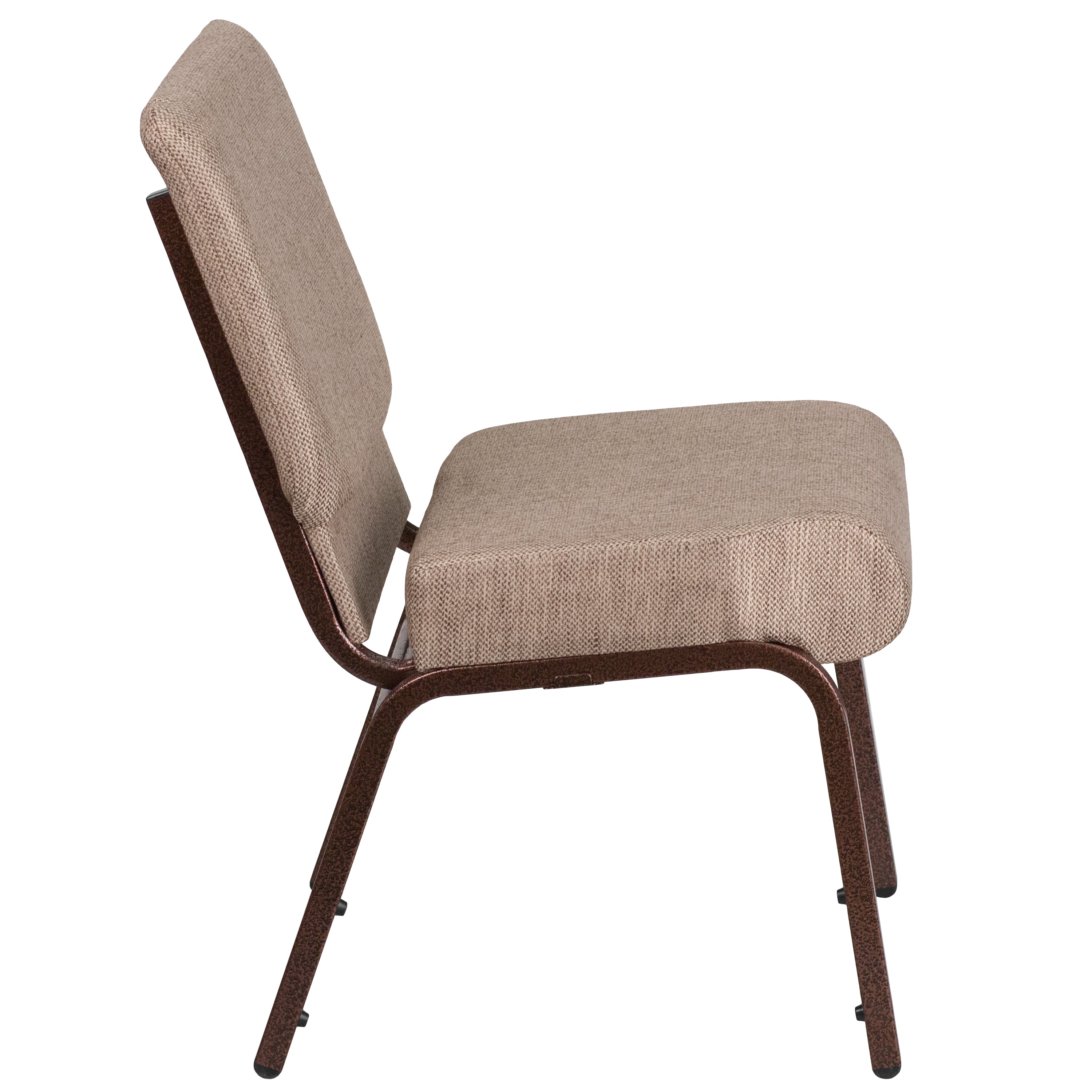 HERCULES Series 21''W Stacking Church Chair in Beige Fabric - Copper Vein Frame