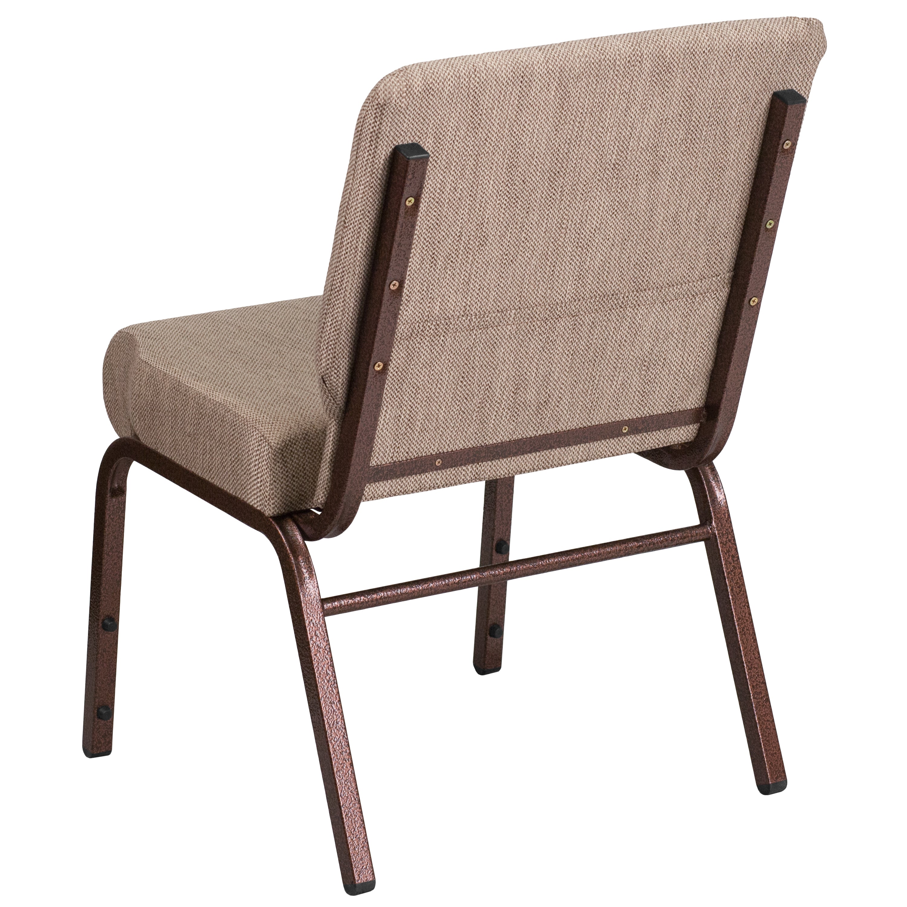 HERCULES Series 21''W Stacking Church Chair in Beige Fabric - Copper Vein Frame