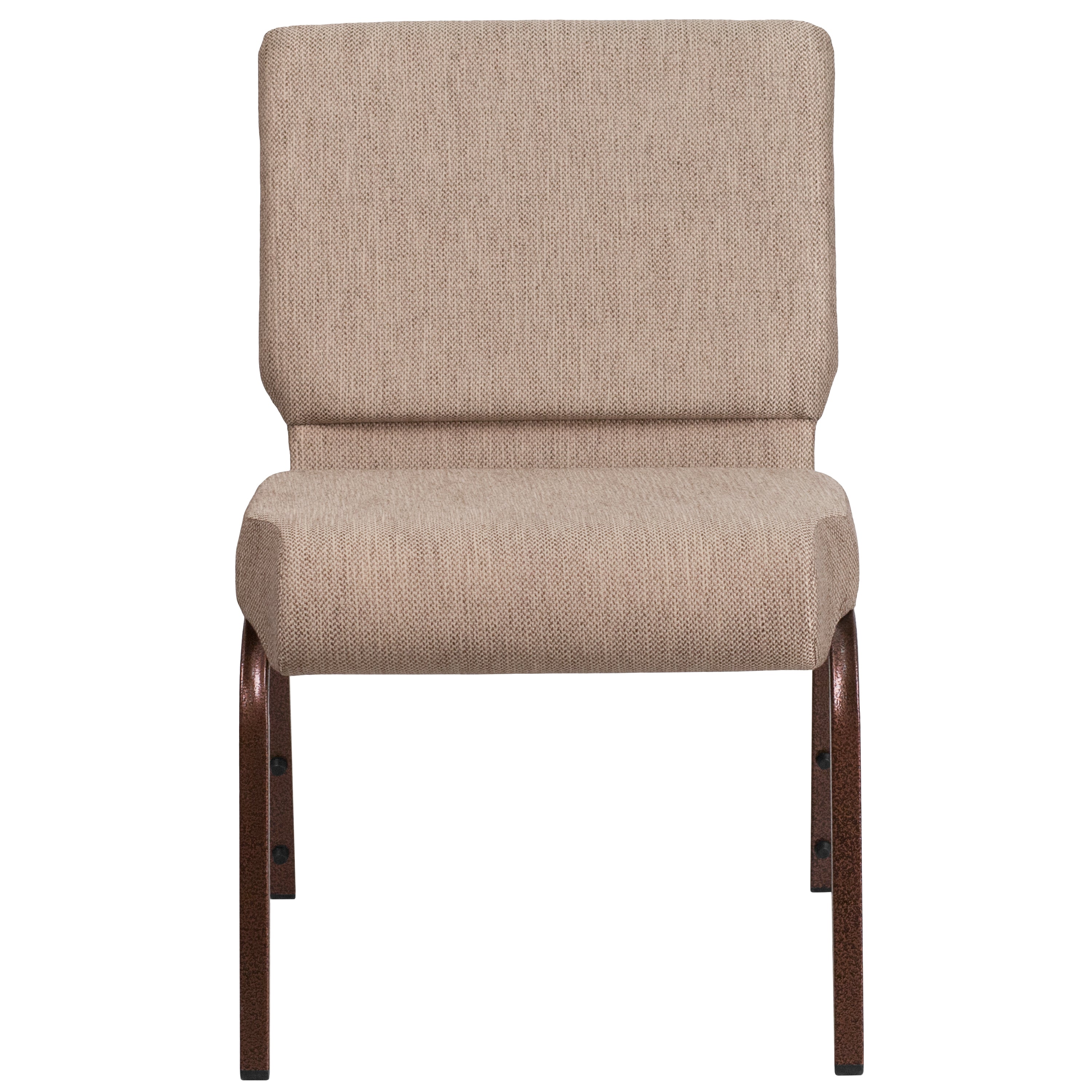 HERCULES Series 21''W Stacking Church Chair in Beige Fabric - Copper Vein Frame