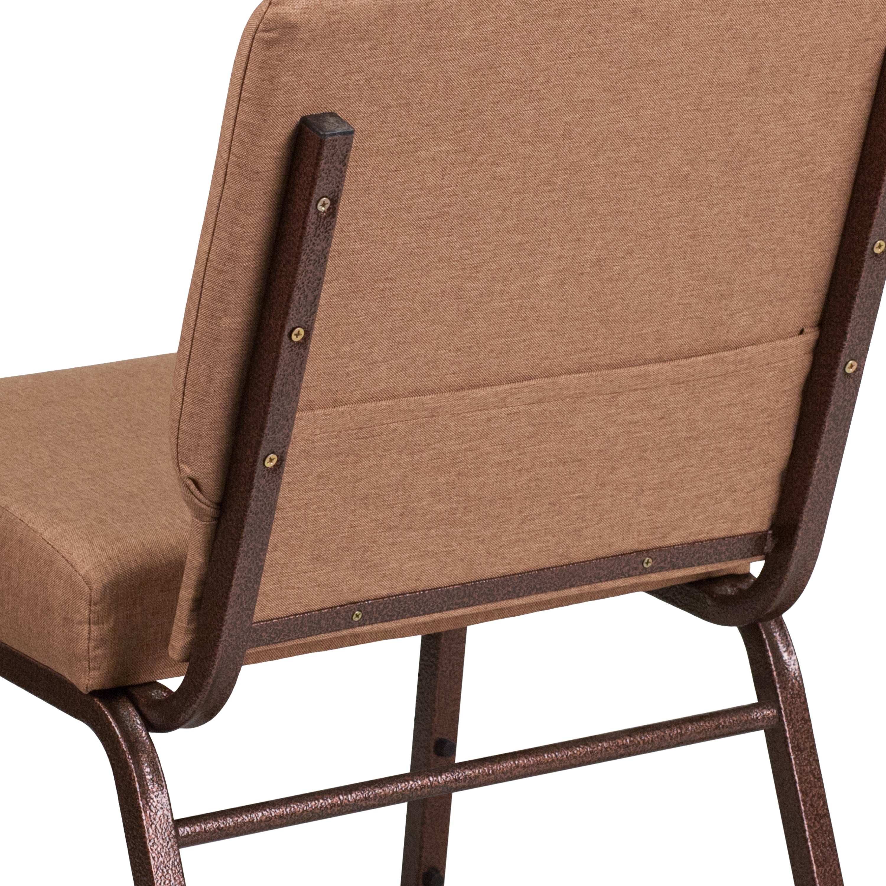 HERCULES Series 21''W Stacking Church Chair in Caramel Fabric - Copper Vein Frame