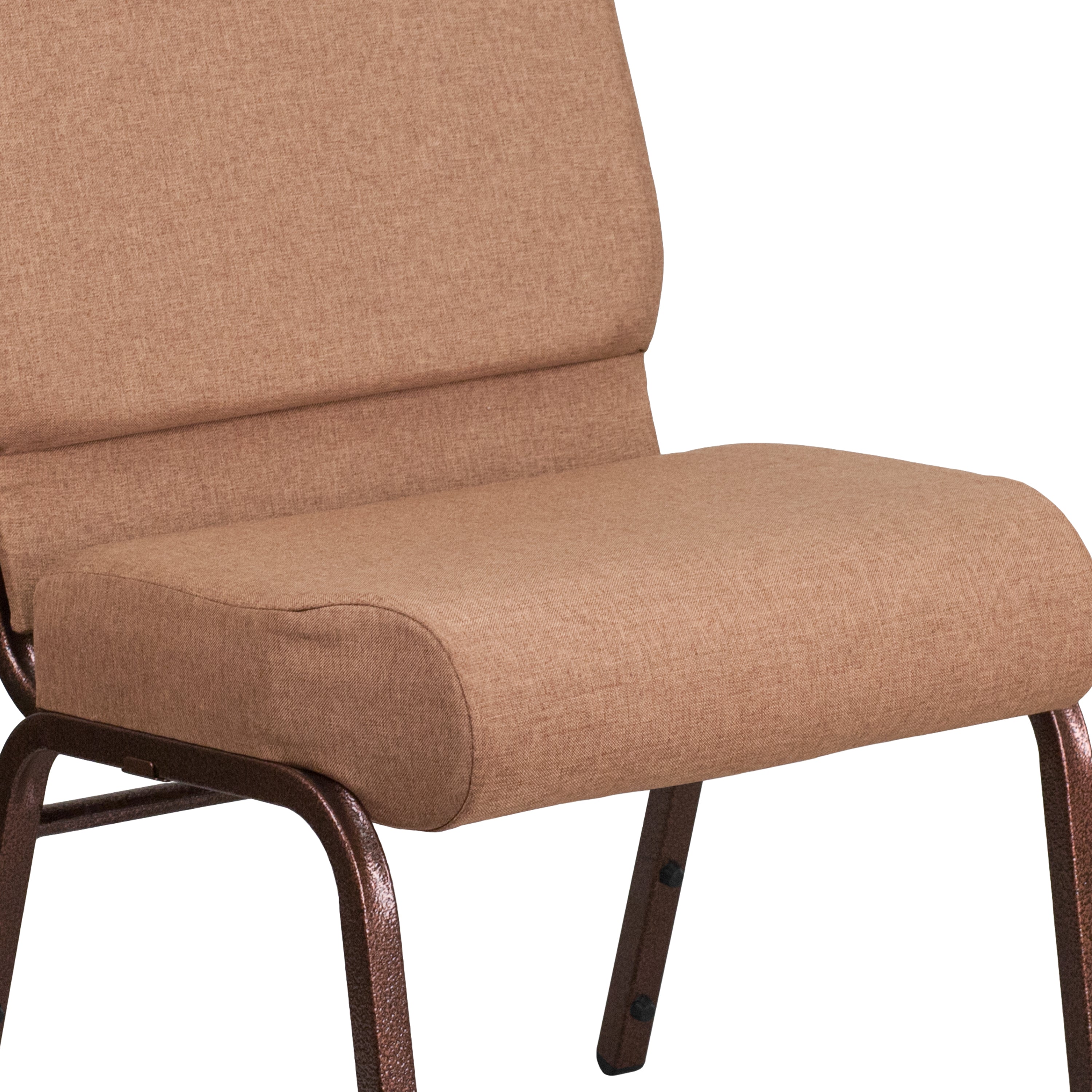 HERCULES Series 21''W Stacking Church Chair in Caramel Fabric - Copper Vein Frame