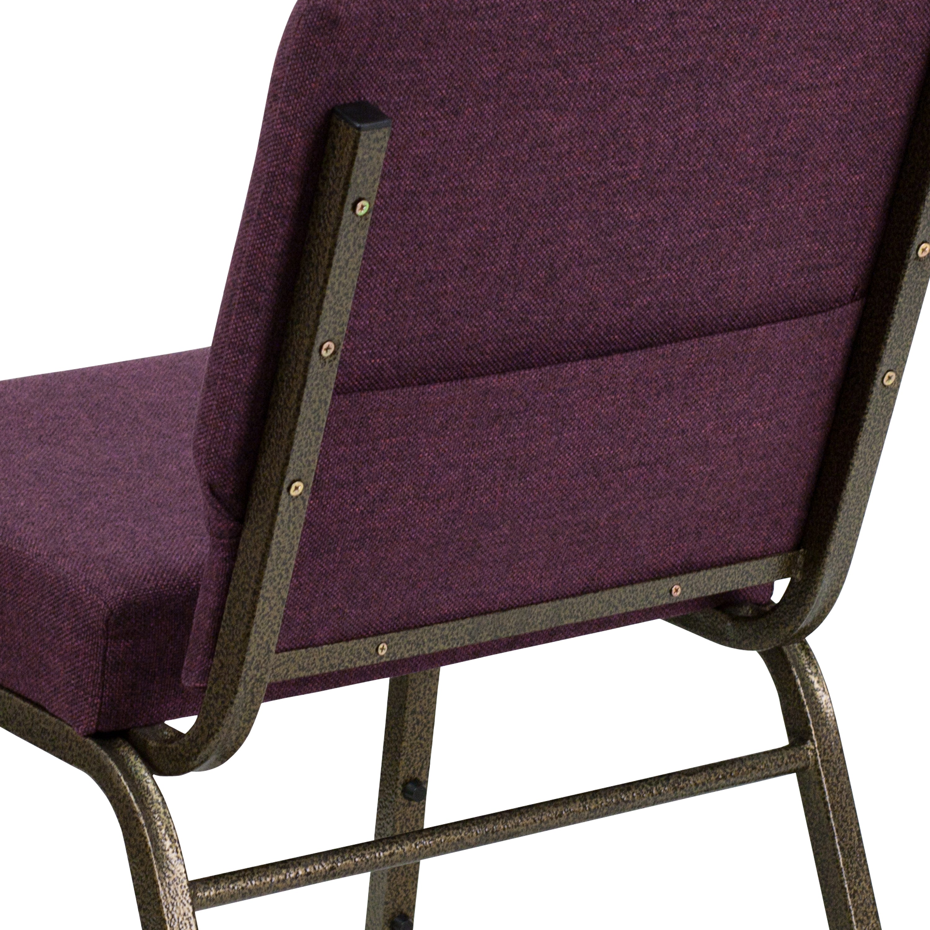HERCULES Series 21''W Stacking Church Chair in Plum Fabric - Gold Vein Frame