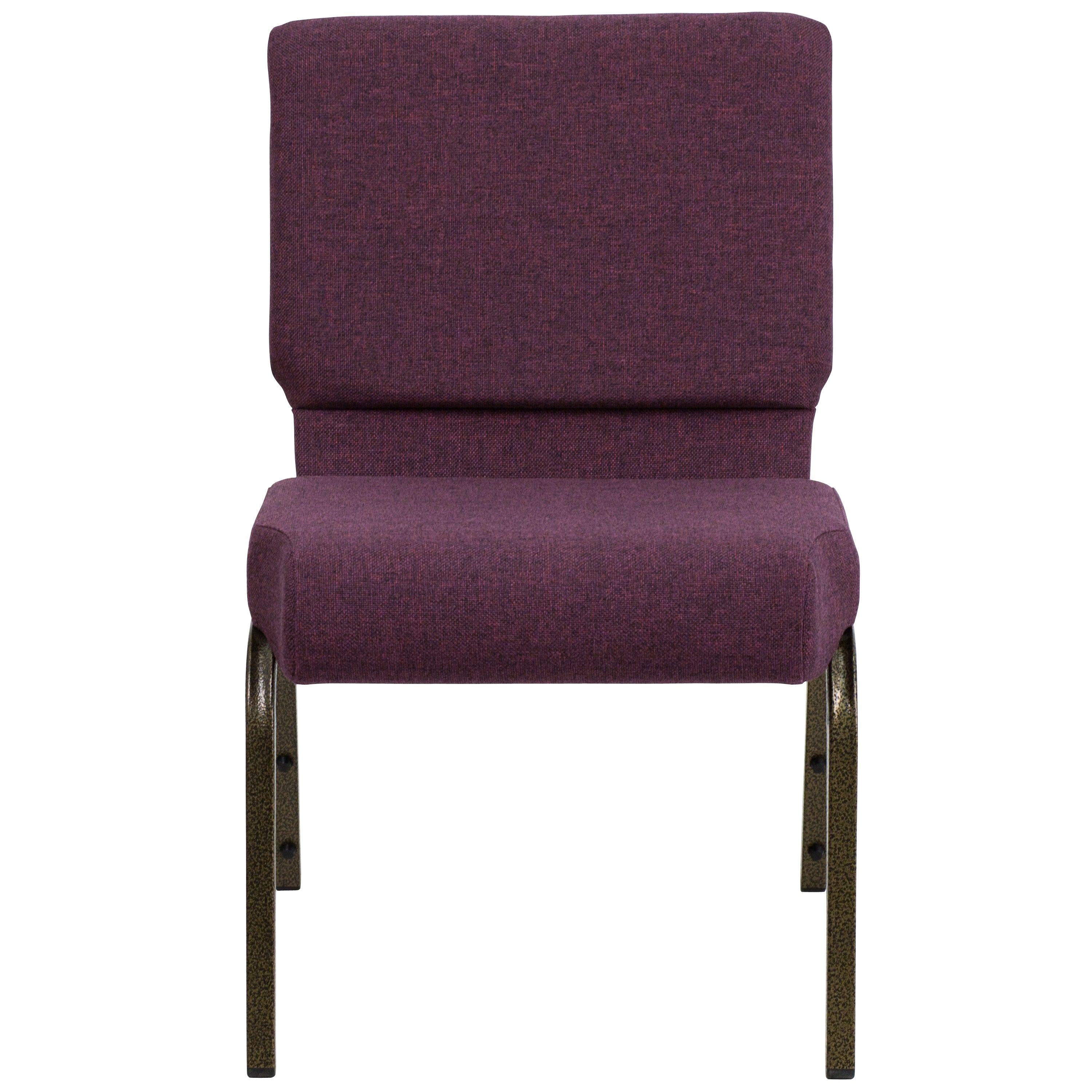 HERCULES Series 21''W Stacking Church Chair in Plum Fabric - Gold Vein Frame