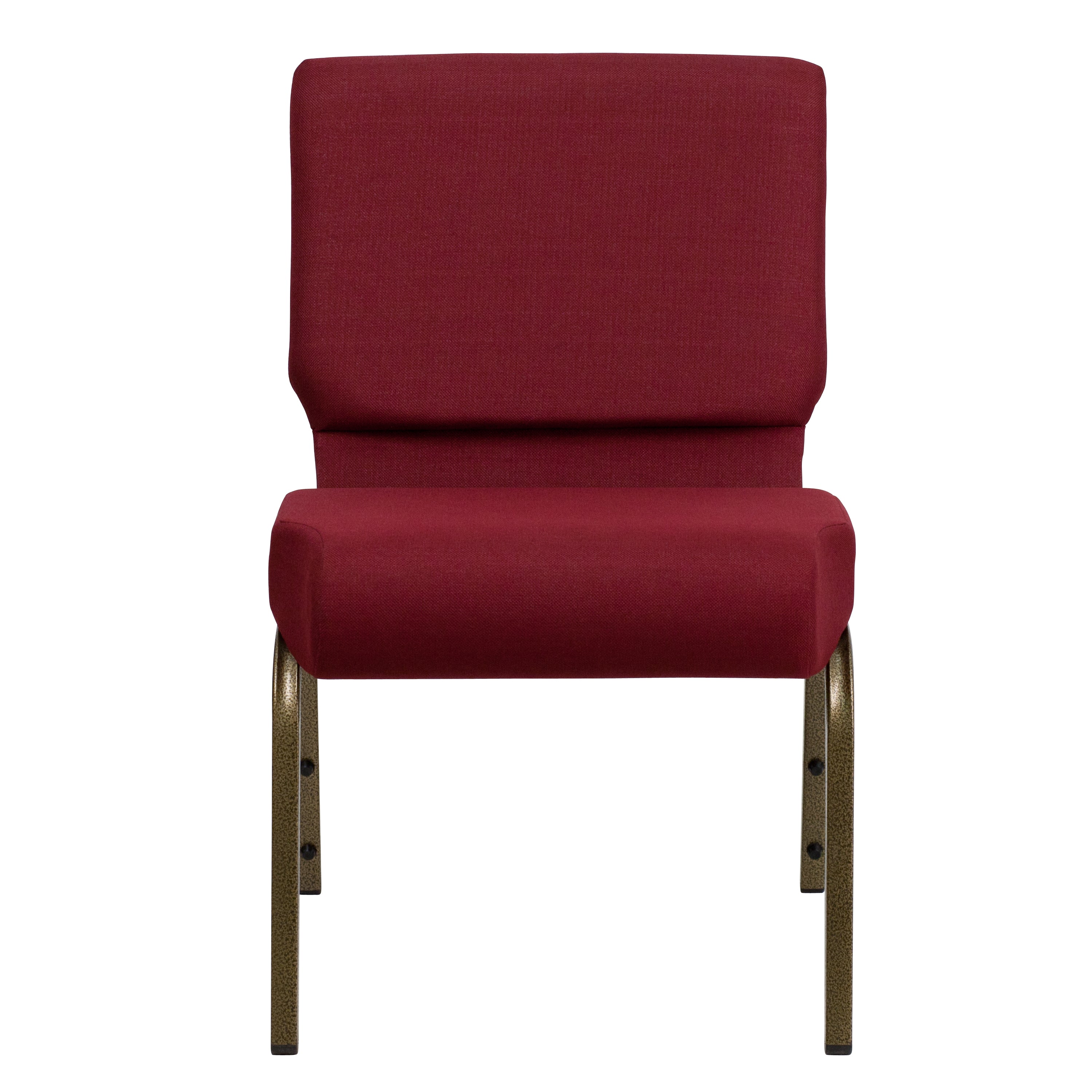 HERCULES Series 21''W Stacking Church Chair in Burgundy Fabric - Gold Vein Frame