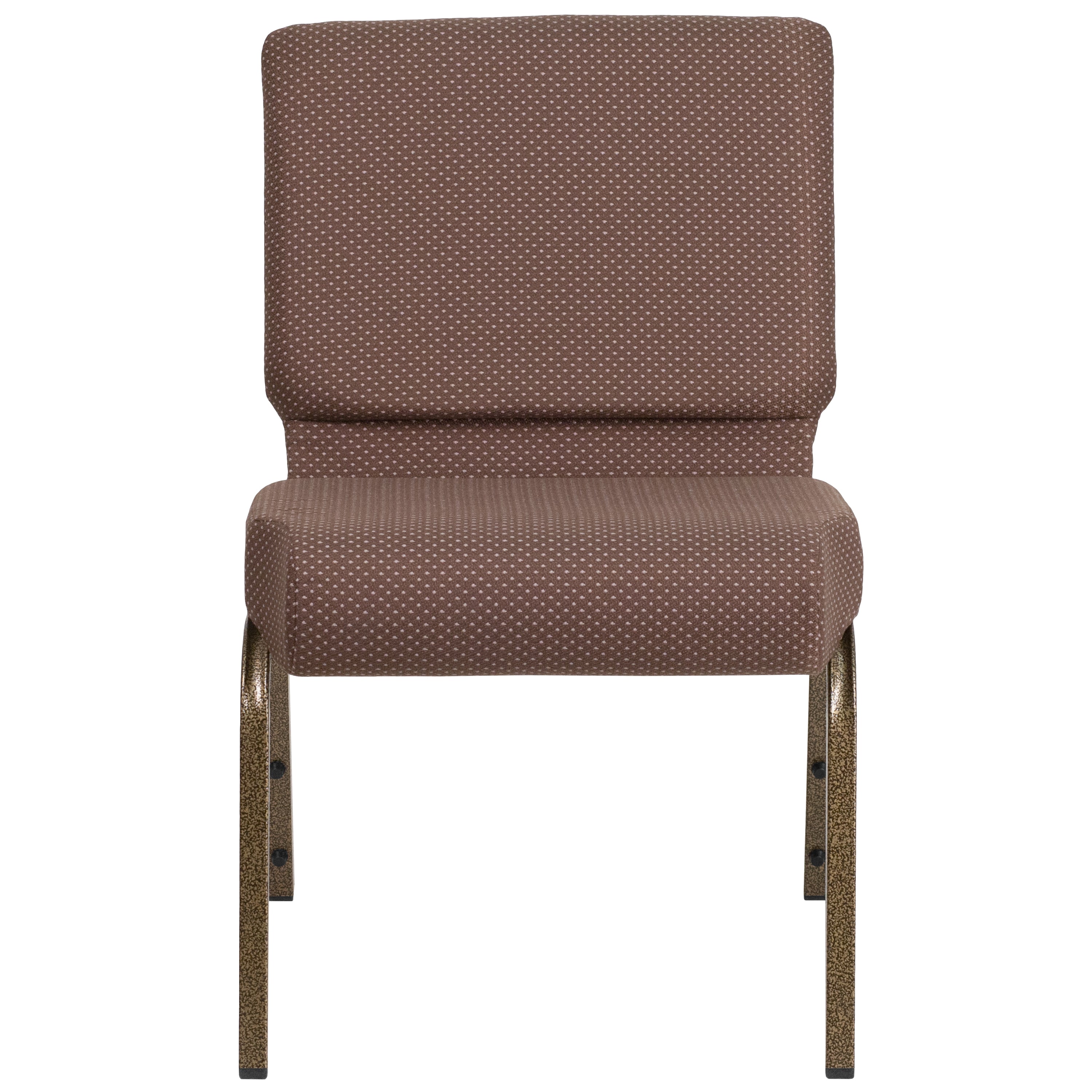 HERCULES Series 21''W Stacking Church Chair in Brown Dot Fabric - Gold Vein Frame