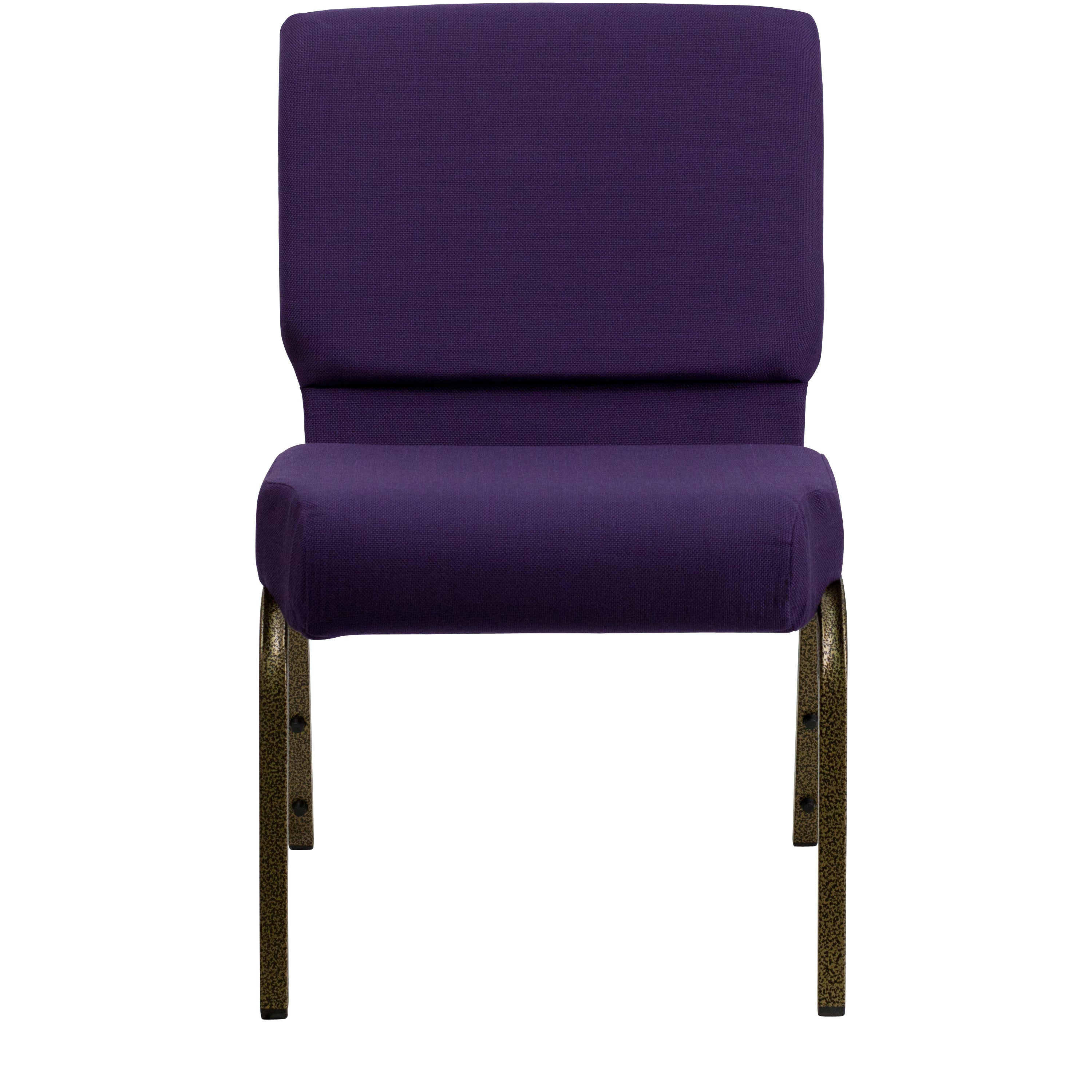 HERCULES Series 21''W Stacking Church Chair in Royal Purple Fabric - Gold Vein Frame