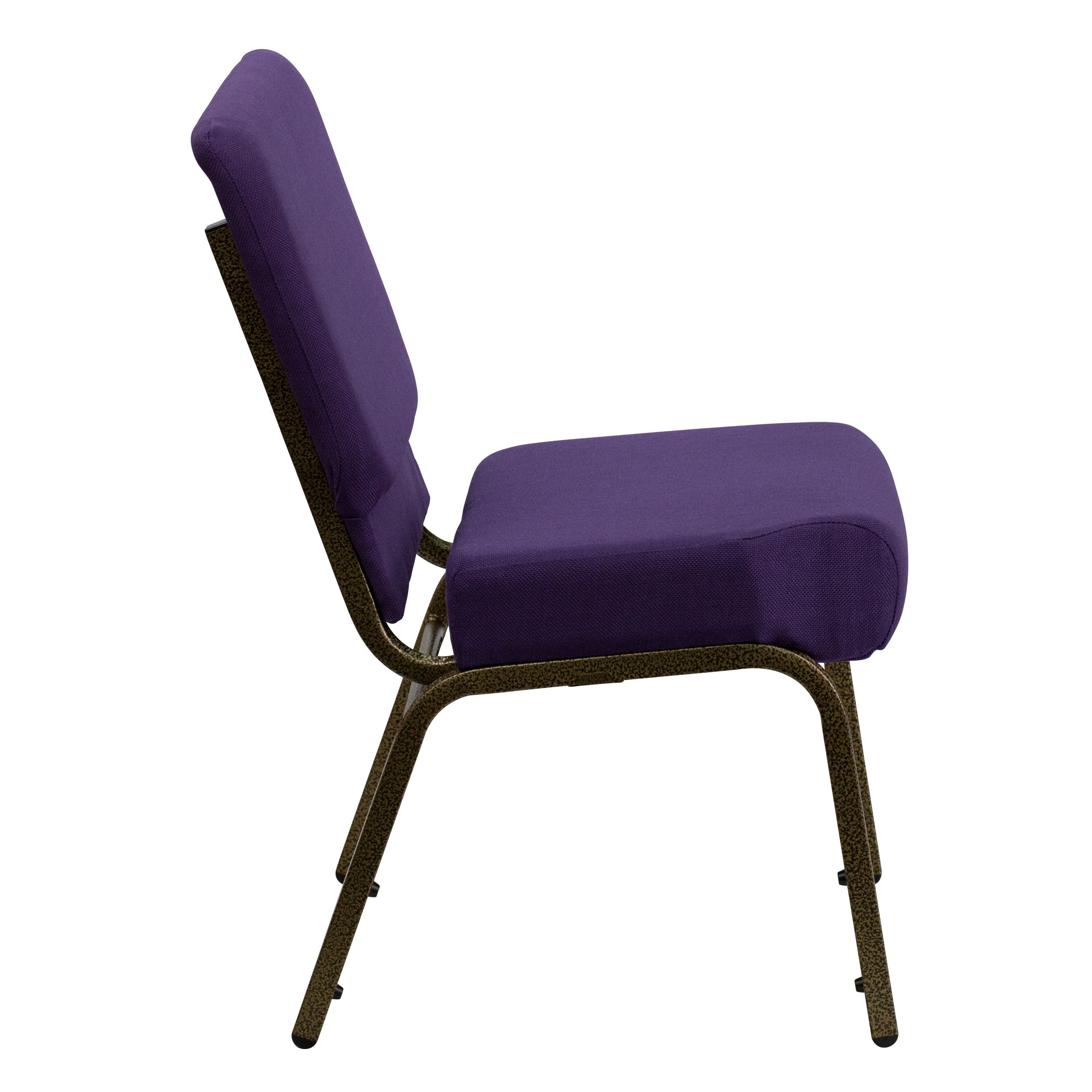 HERCULES Series 21''W Stacking Church Chair in Royal Purple Fabric - Gold Vein Frame