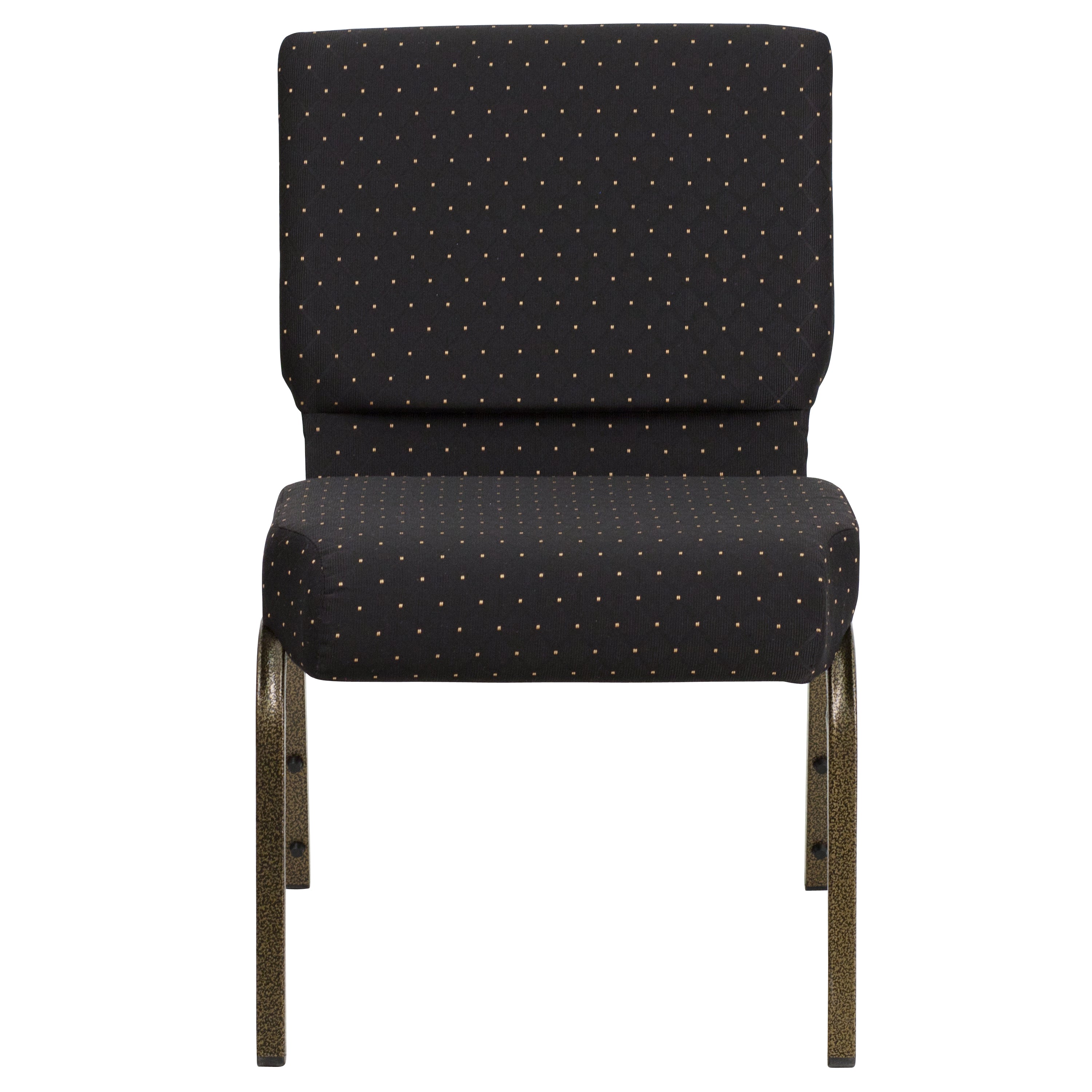 HERCULES Series 21''W Stacking Church Chair in Black Dot Patterned Fabric - Gold Vein Frame