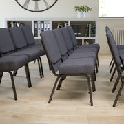 HERCULES Series 21''W Church Chair in Dark Gray Fabric - Silver Vein Frame