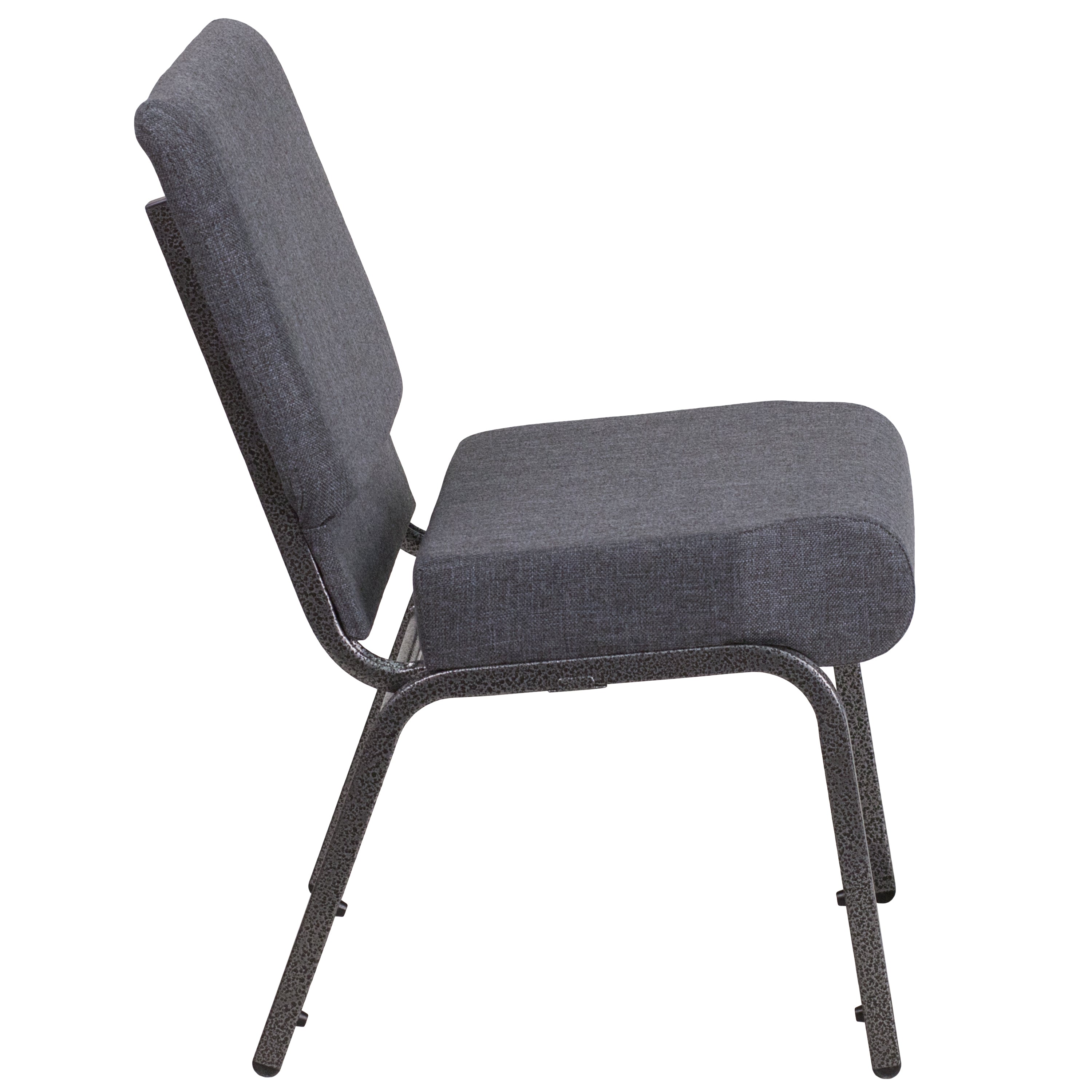 HERCULES Series 21''W Church Chair in Dark Gray Fabric - Silver Vein Frame