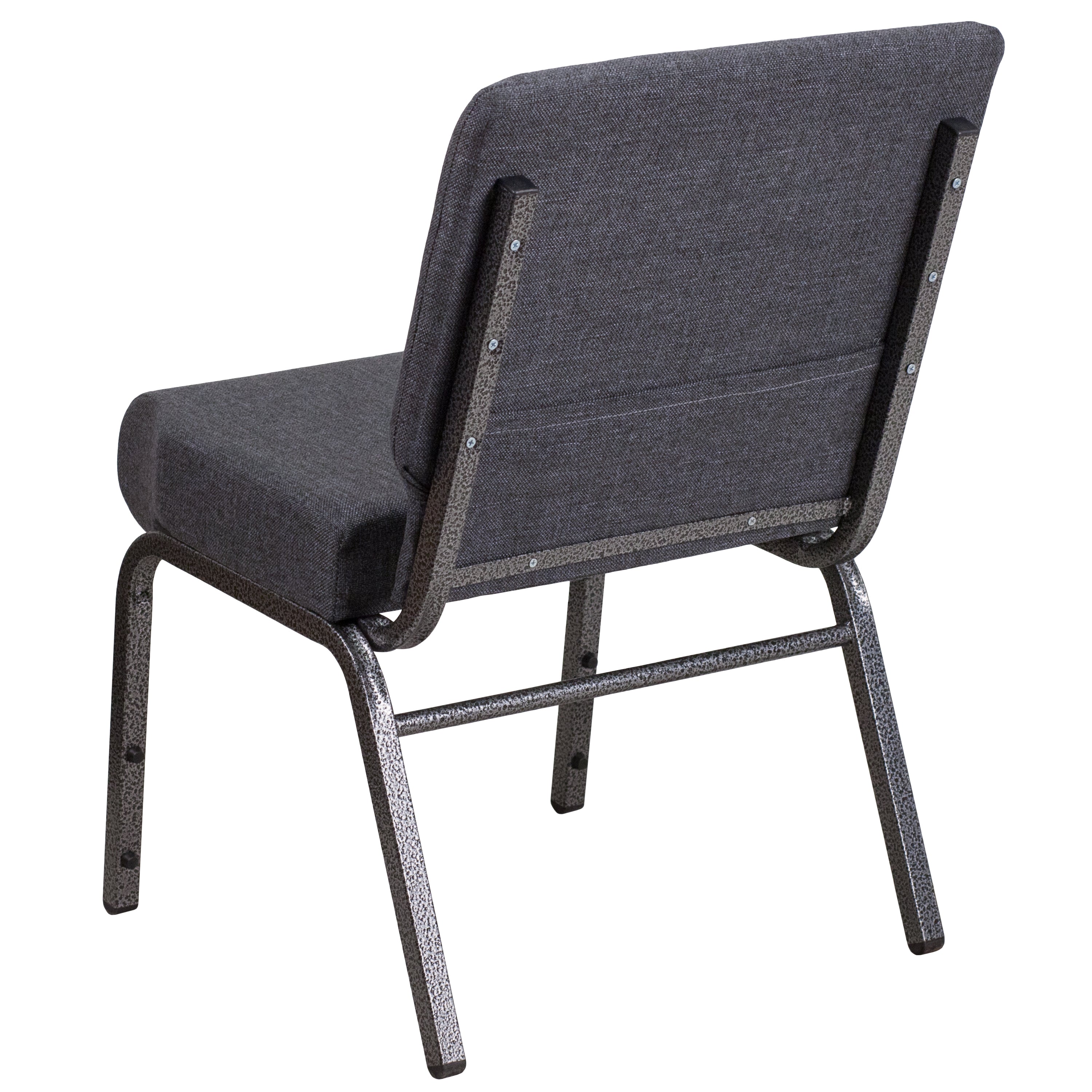 HERCULES Series 21''W Church Chair in Dark Gray Fabric - Silver Vein Frame