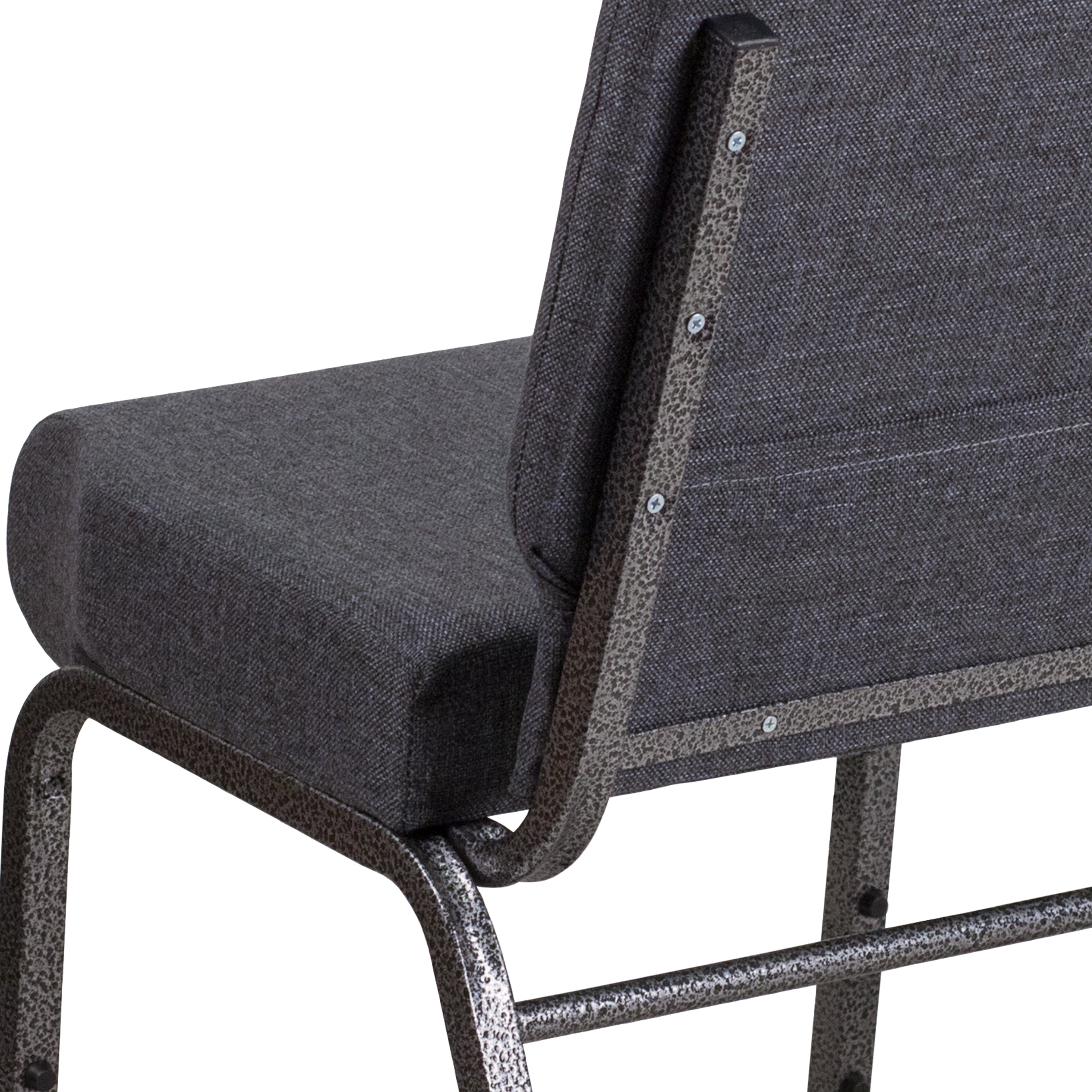 HERCULES Series 21''W Church Chair in Dark Gray Fabric - Silver Vein Frame
