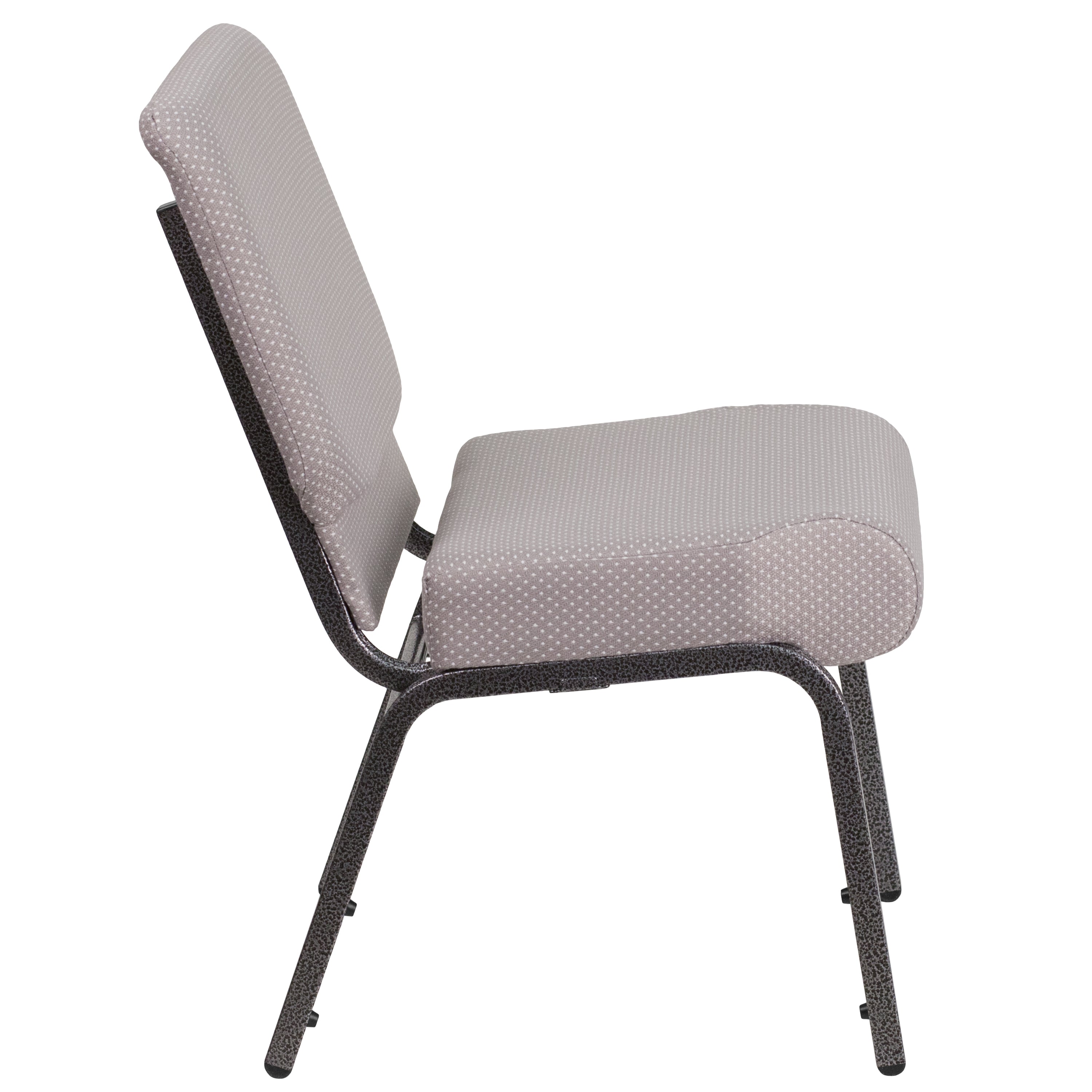 HERCULES Series 21''W Church Chair in Gray Dot Fabric - Silver Vein Frame