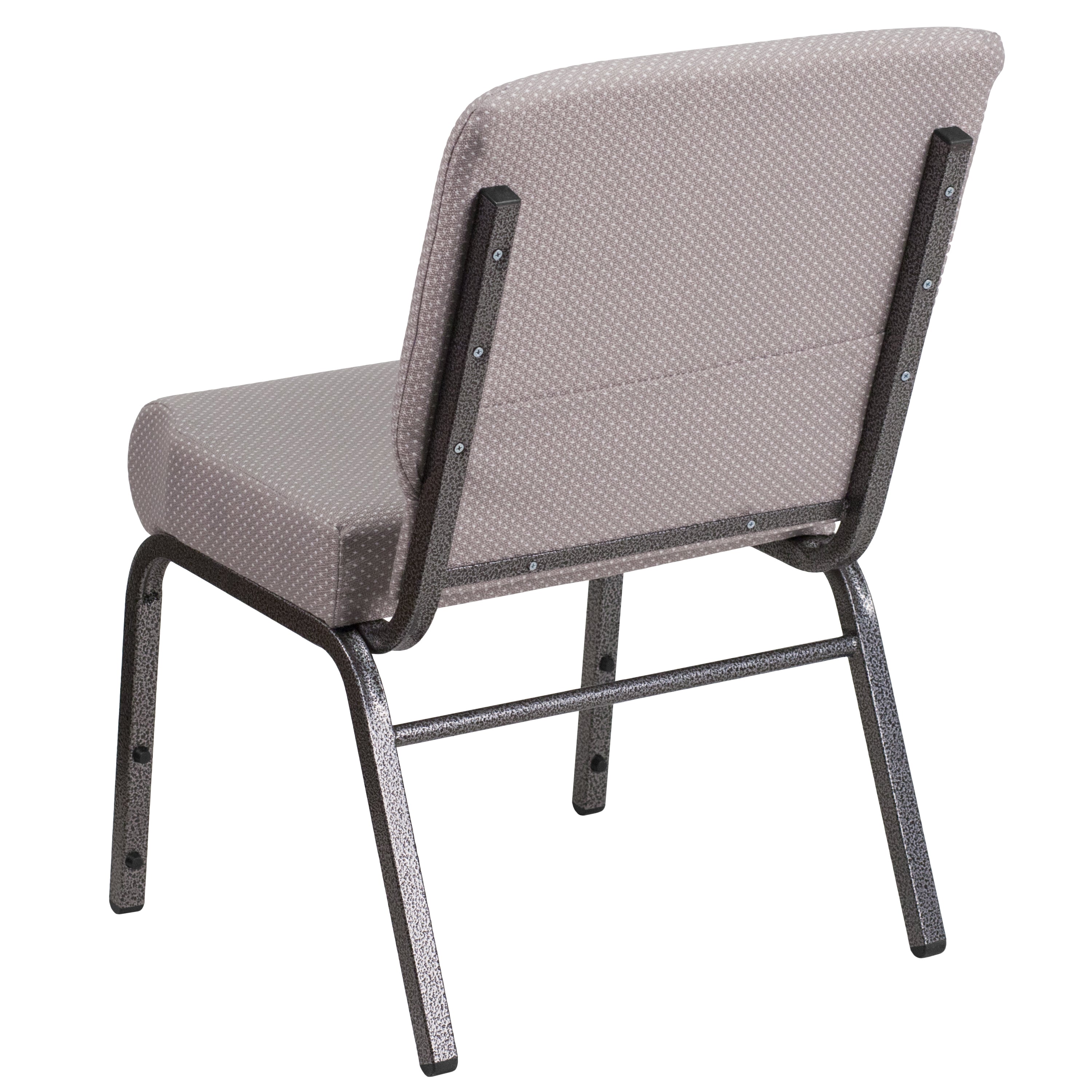 HERCULES Series 21''W Church Chair in Gray Dot Fabric - Silver Vein Frame