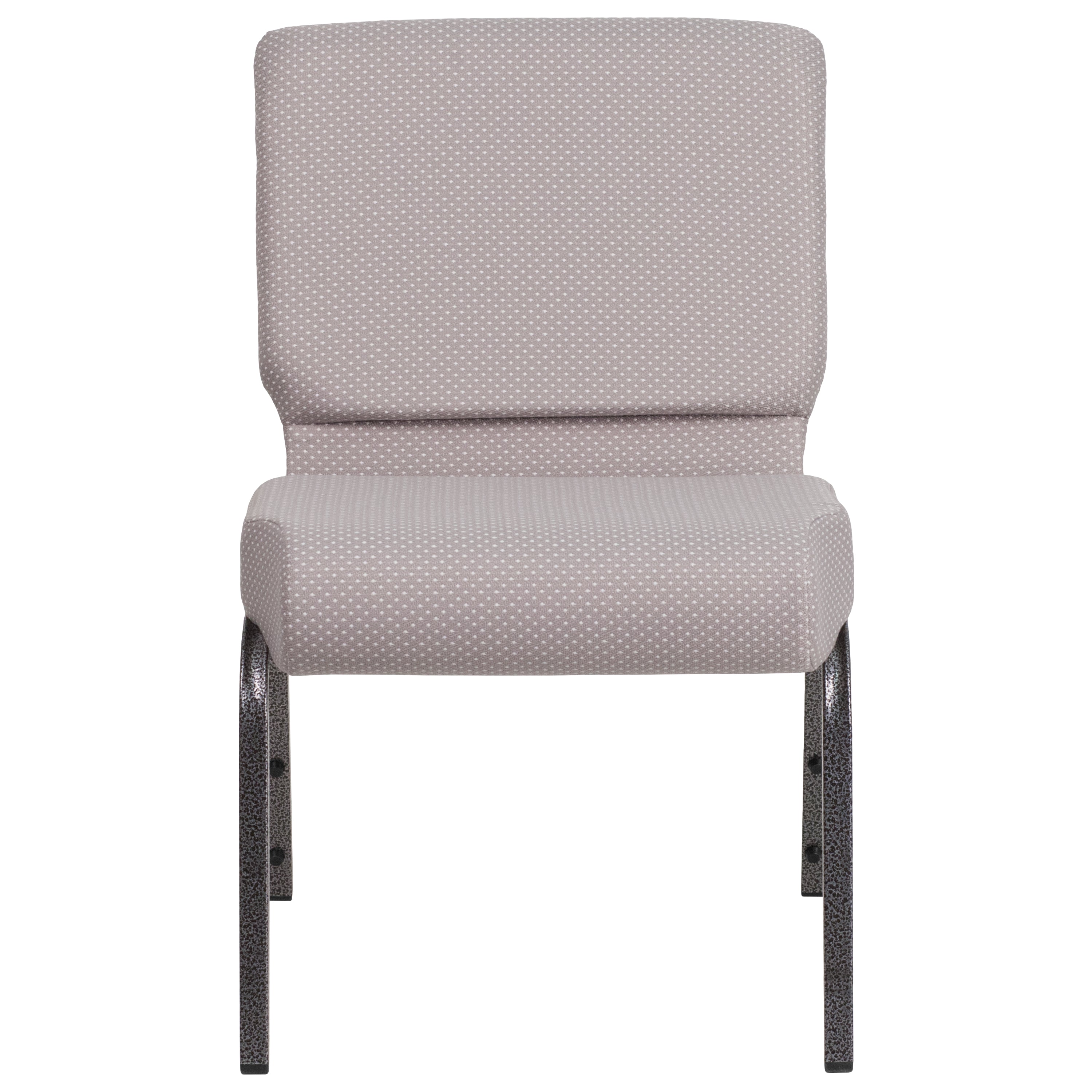 HERCULES Series 21''W Church Chair in Gray Dot Fabric - Silver Vein Frame