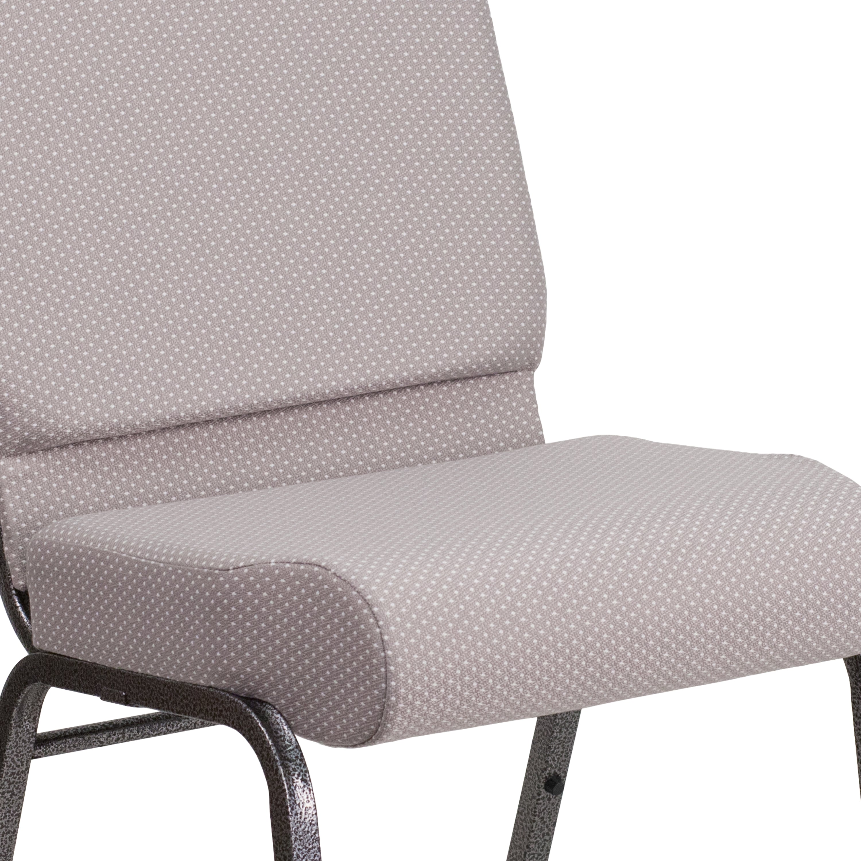 HERCULES Series 21''W Church Chair in Gray Dot Fabric - Silver Vein Frame