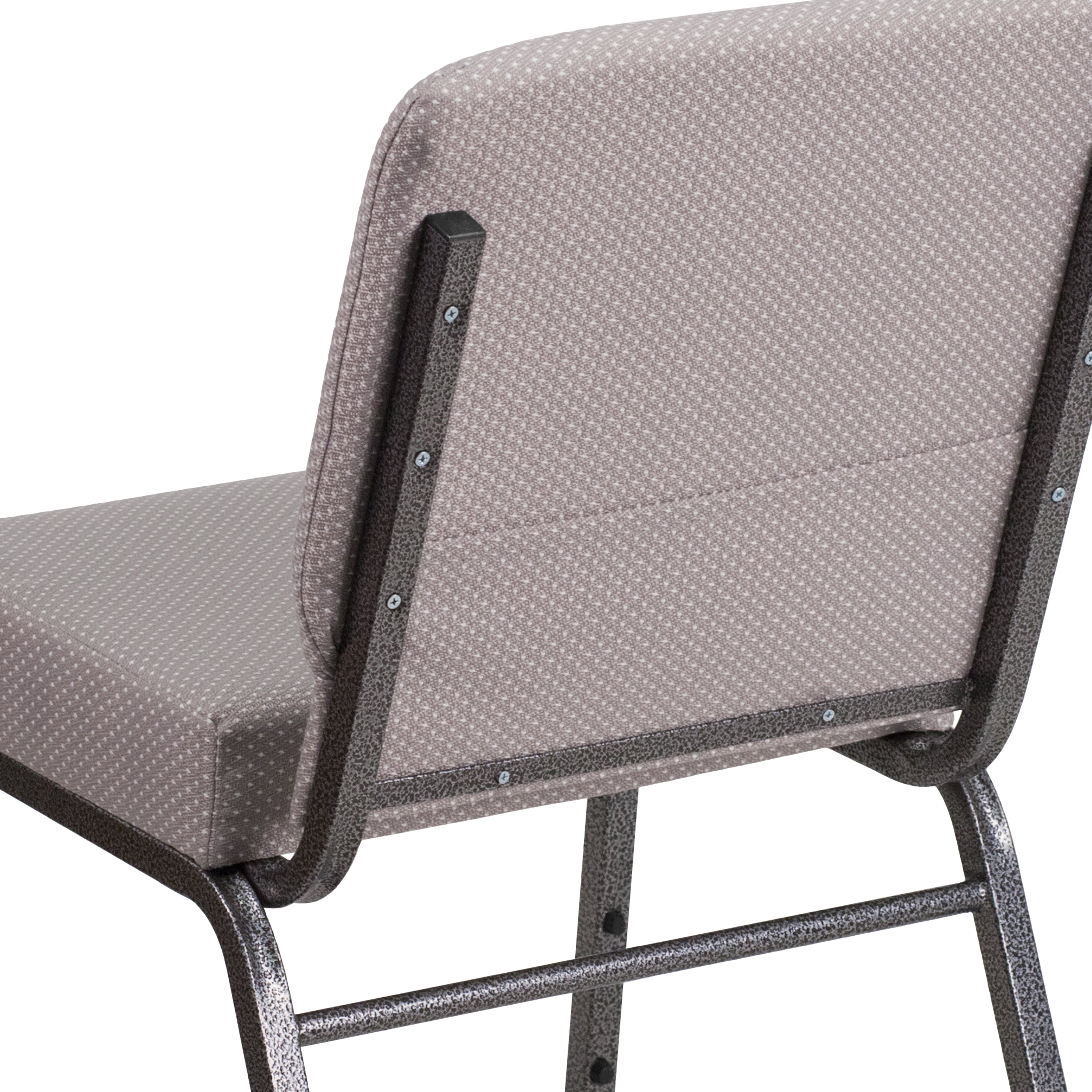HERCULES Series 21''W Church Chair in Gray Dot Fabric - Silver Vein Frame
