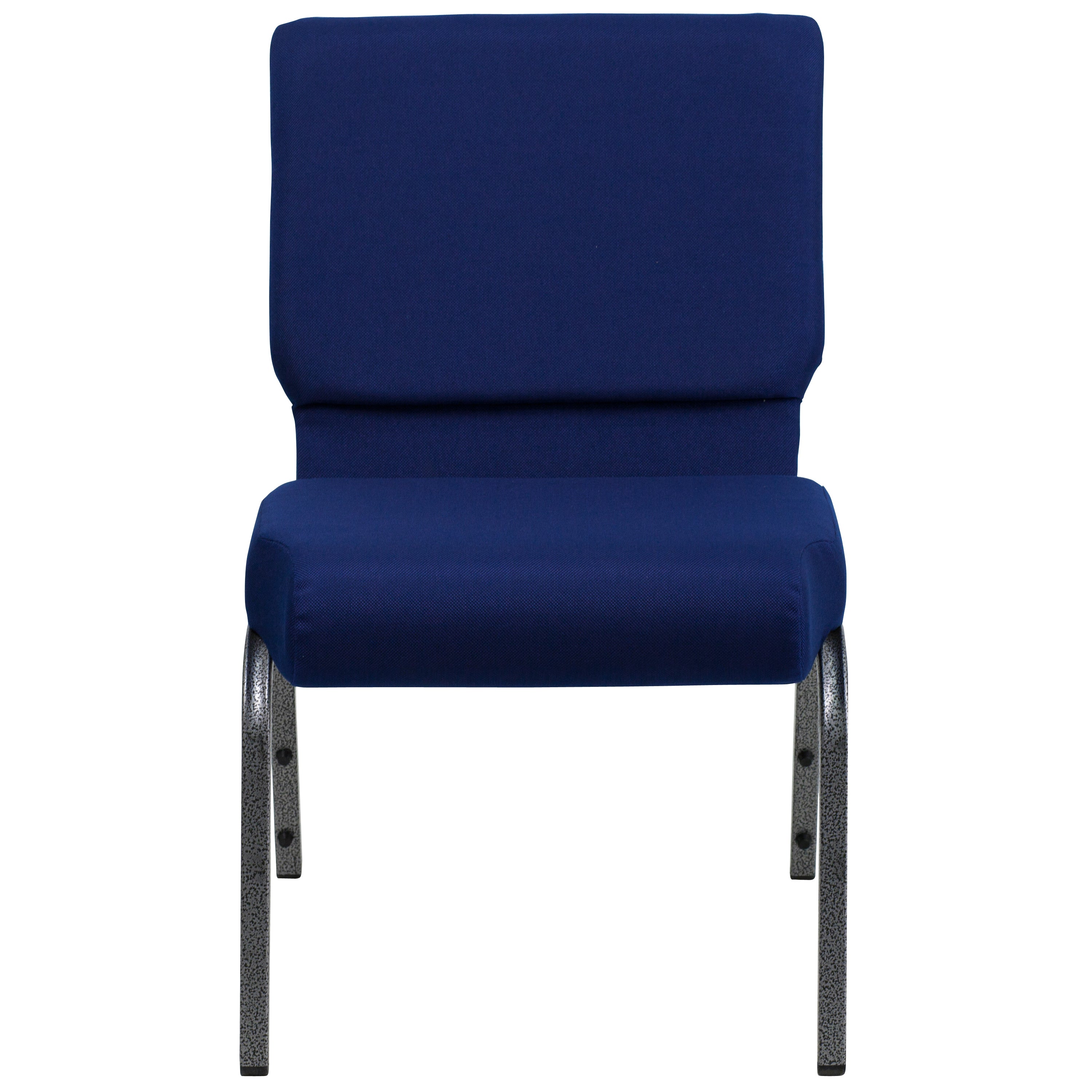 HERCULES Series 21''W Stacking Church Chair in Navy Blue Fabric - Silver Vein Frame