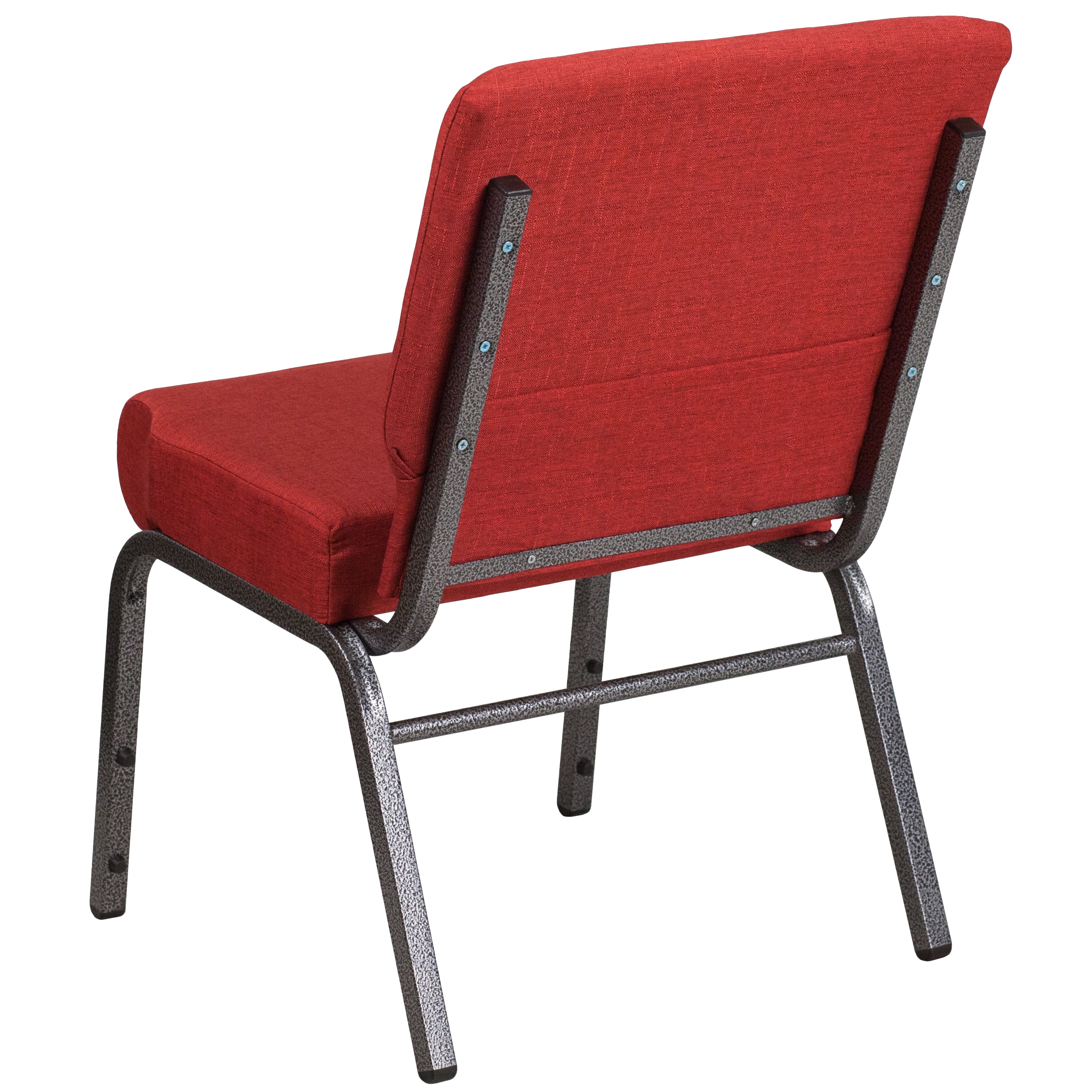 HERCULES Series 21''W Stacking Church Chair in Crimson Fabric - Silver Vein Frame