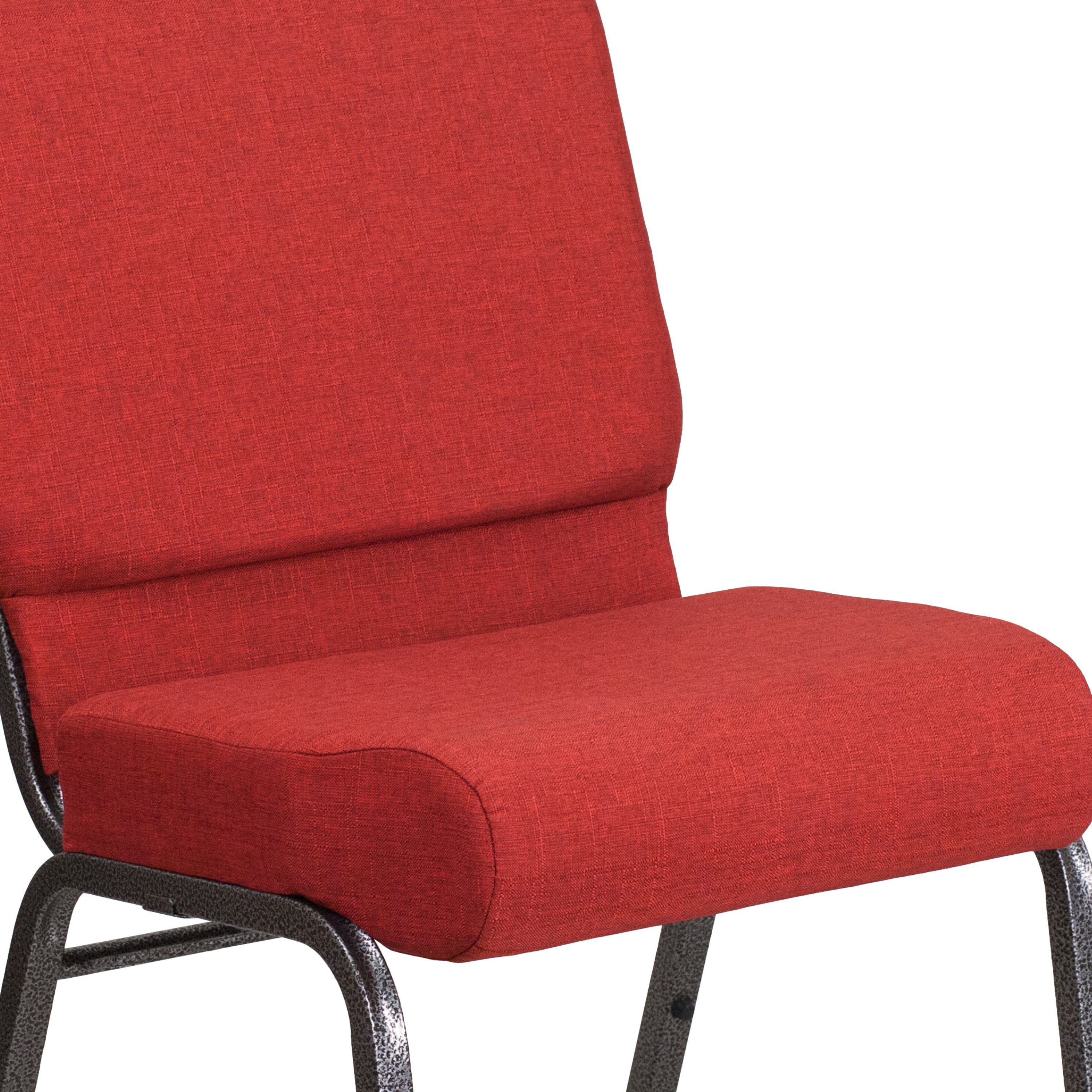 HERCULES Series 21''W Stacking Church Chair in Crimson Fabric - Silver Vein Frame
