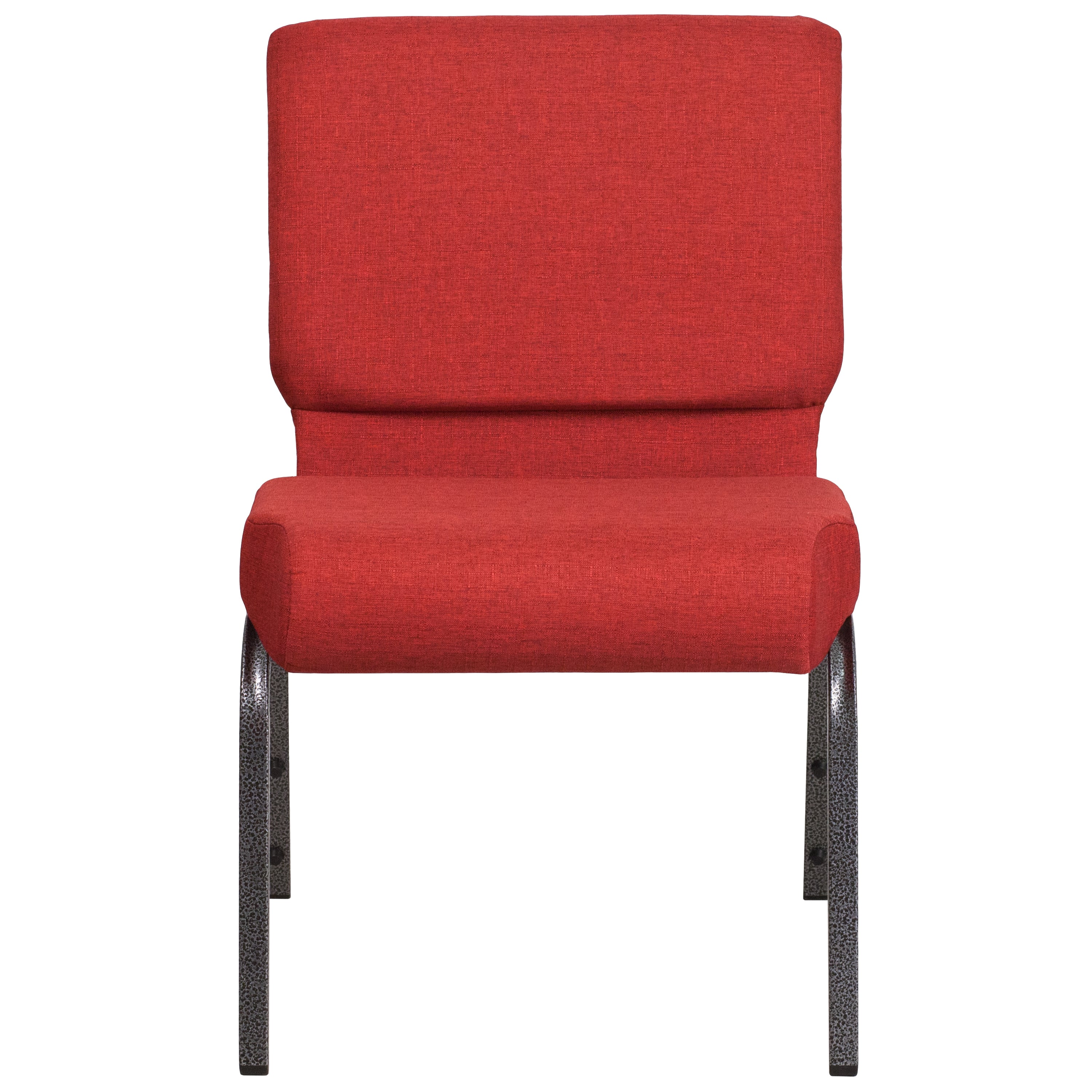 HERCULES Series 21''W Stacking Church Chair in Crimson Fabric - Silver Vein Frame