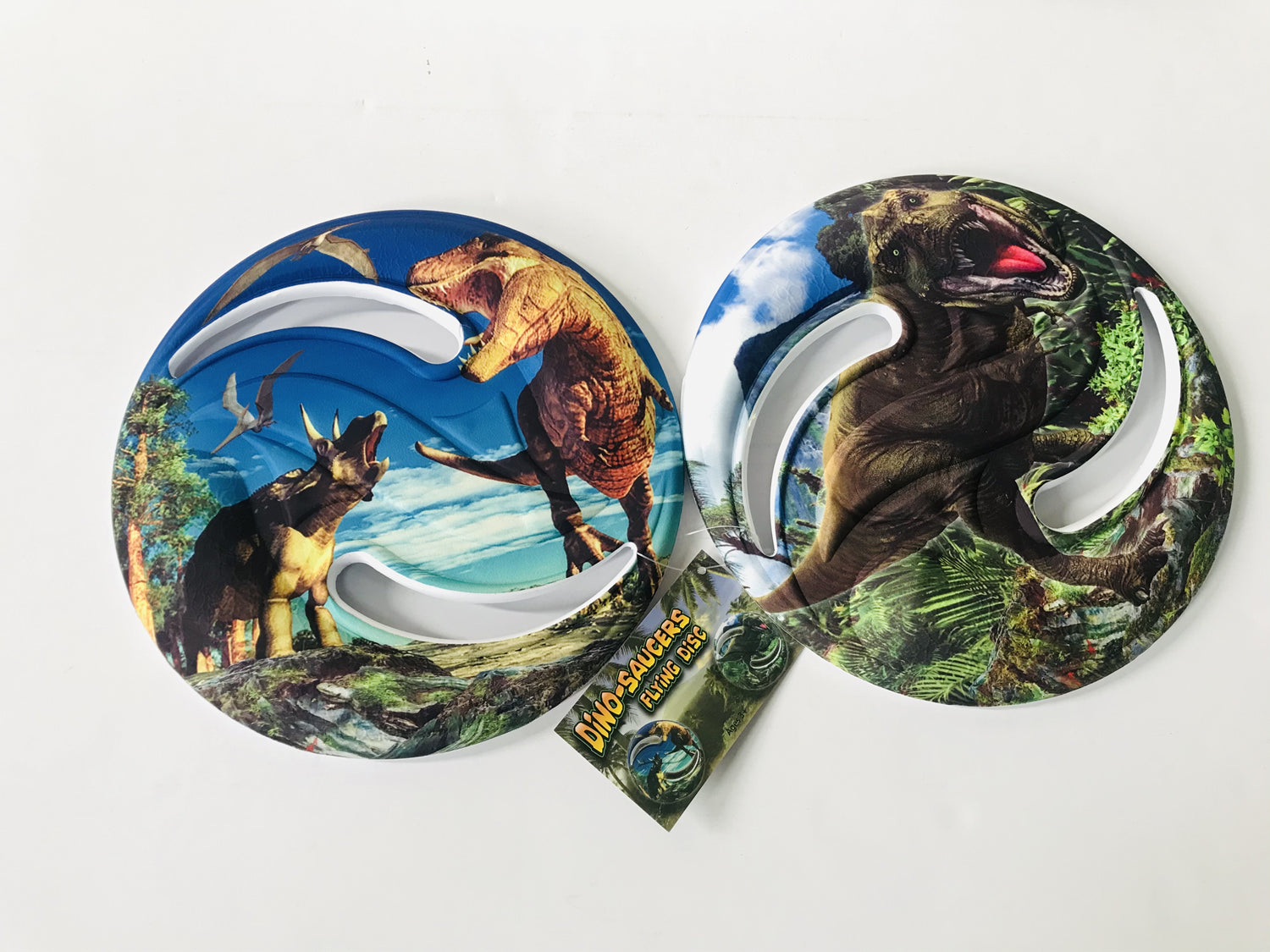 Dino Saucer Flying Disc, 2 Pack (Trex & Asst)