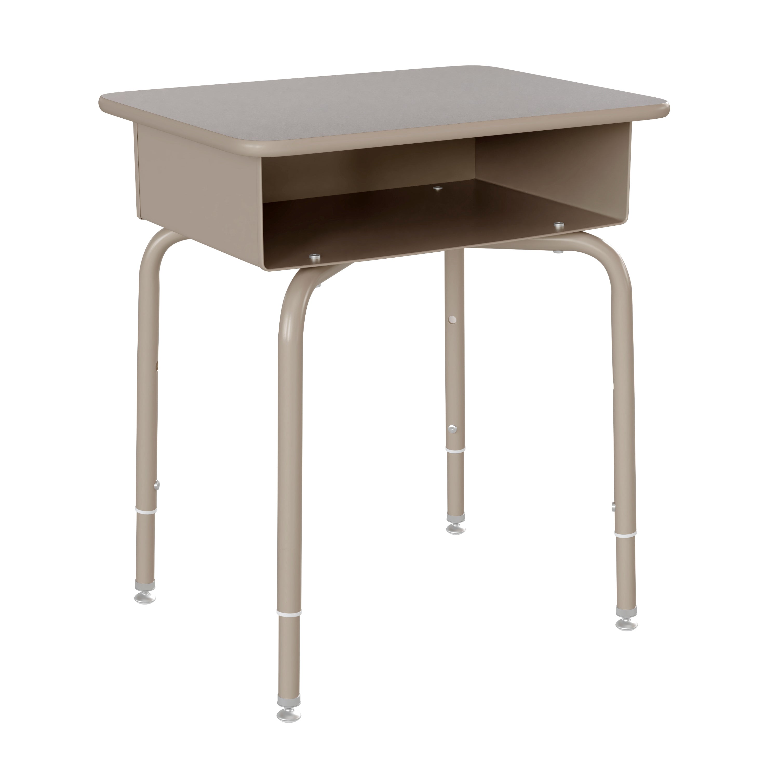 Billie Student Desk with Open Front Metal Book Box - Gray Granite/Silver
