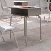 Billie Student Desk with Open Front Metal Book Box - Gray Granite/Silver