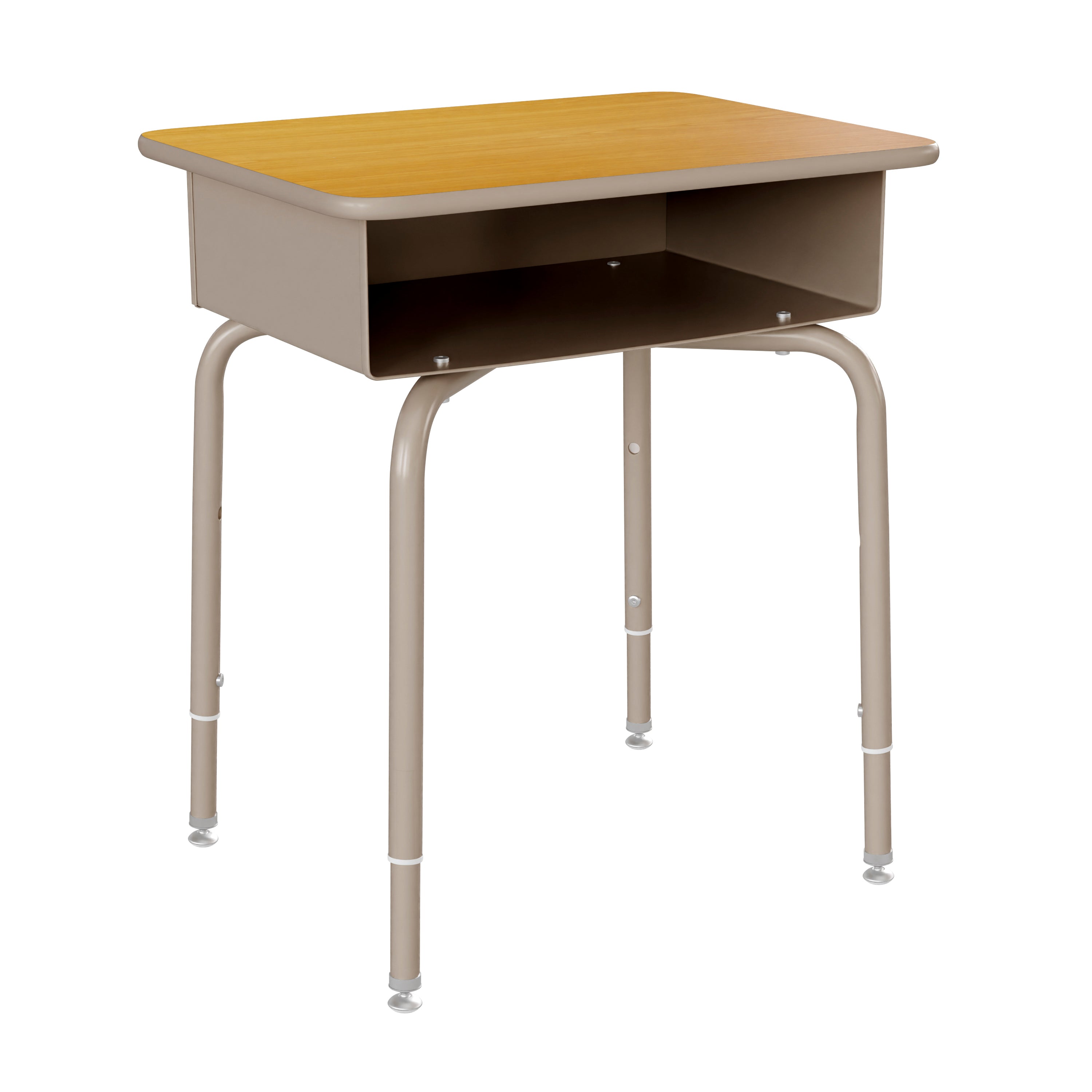 Billie Student Desk with Open Front Metal Book Box - Maple/Silver