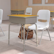 Billie Student Desk with Open Front Metal Book Box - Maple/Silver