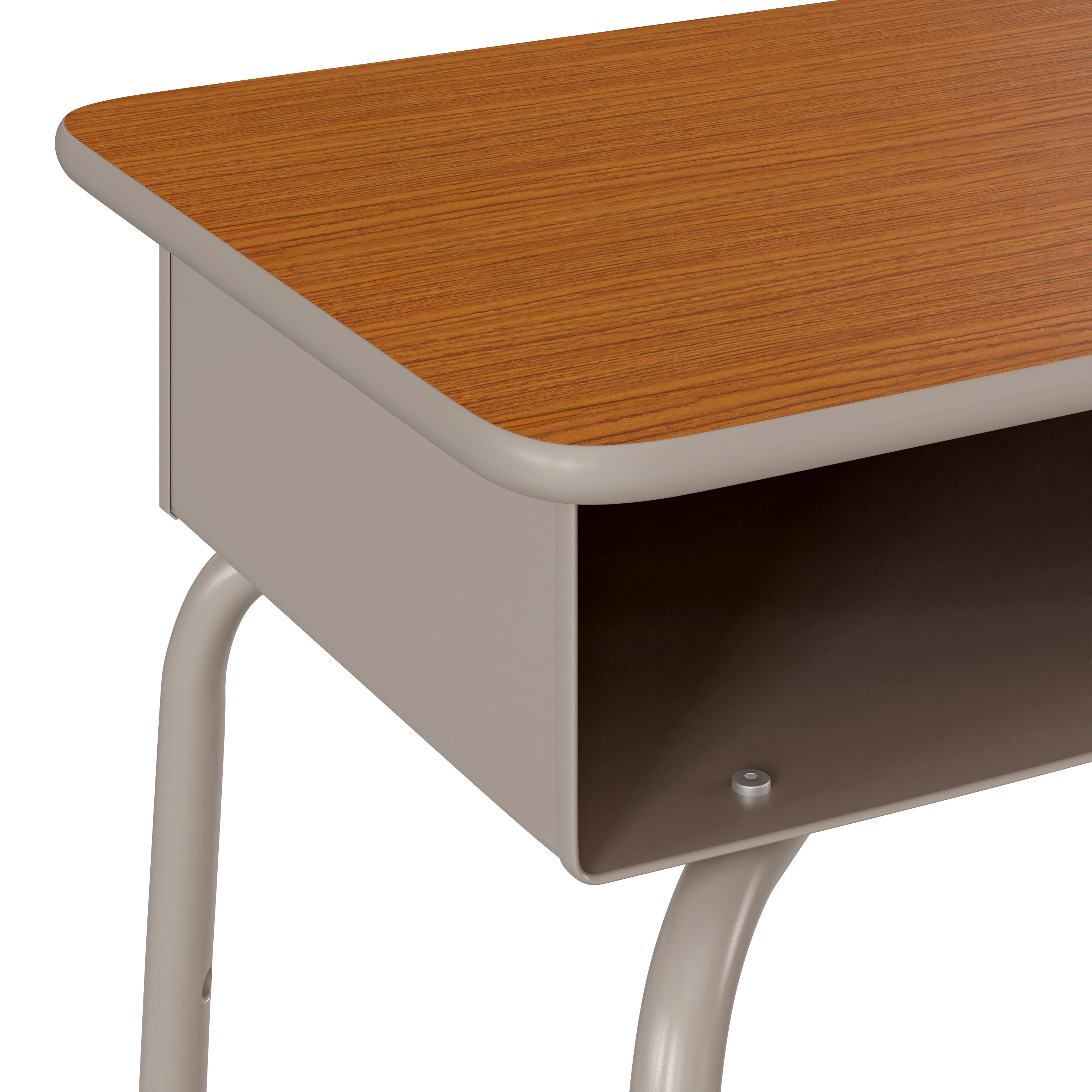 Billie Student Desk with Open Front Metal Book Box - Walnut/Silver