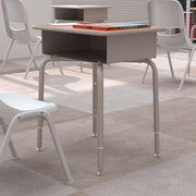 Billie Student Desk with Open Front Metal Book Box - Walnut/Silver