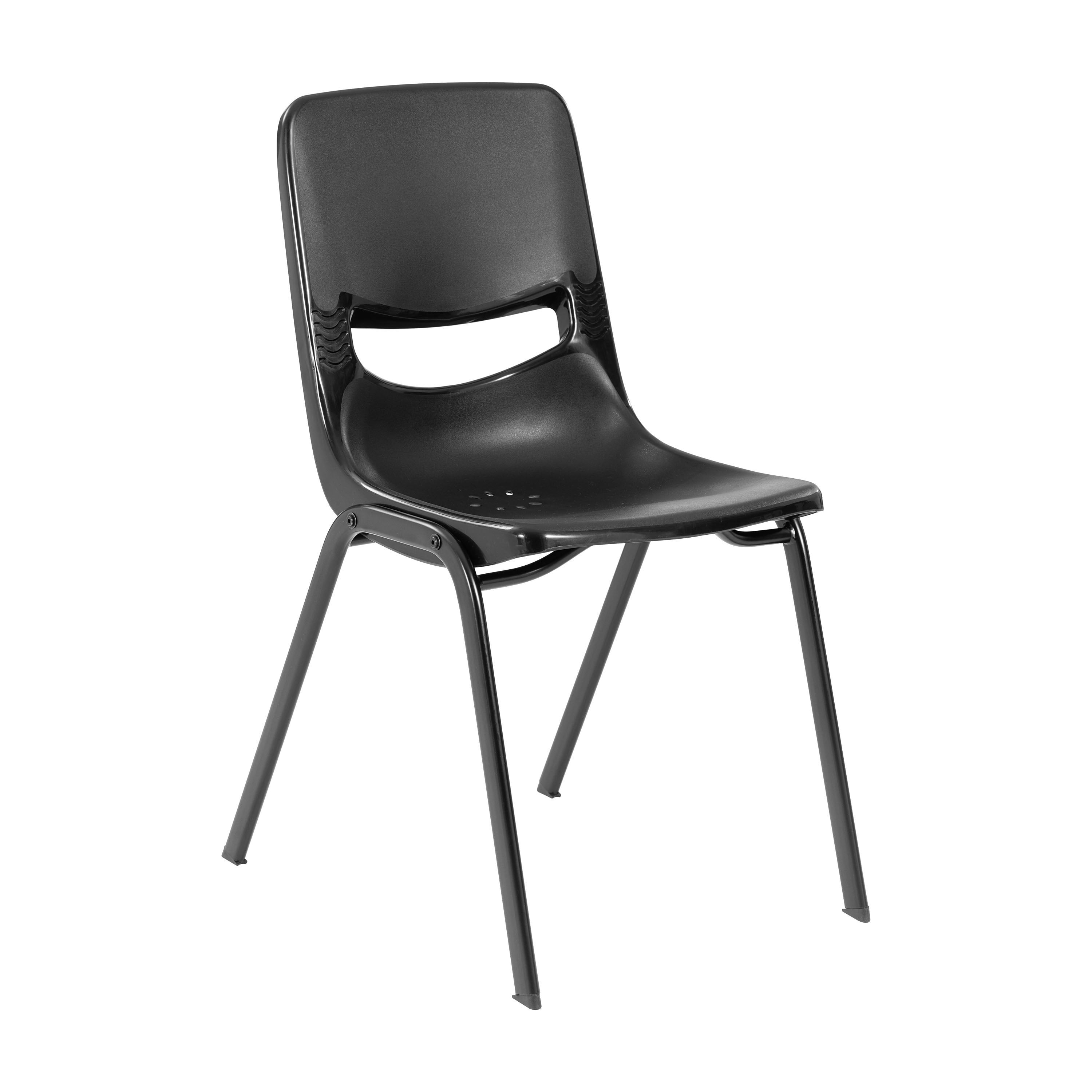 HERCULES Student Desk with Open Front Metal Book Box, Gray Desktop, and Black Frame and Black Heavy-Duty Flex Comfort Classroom Stack Chair