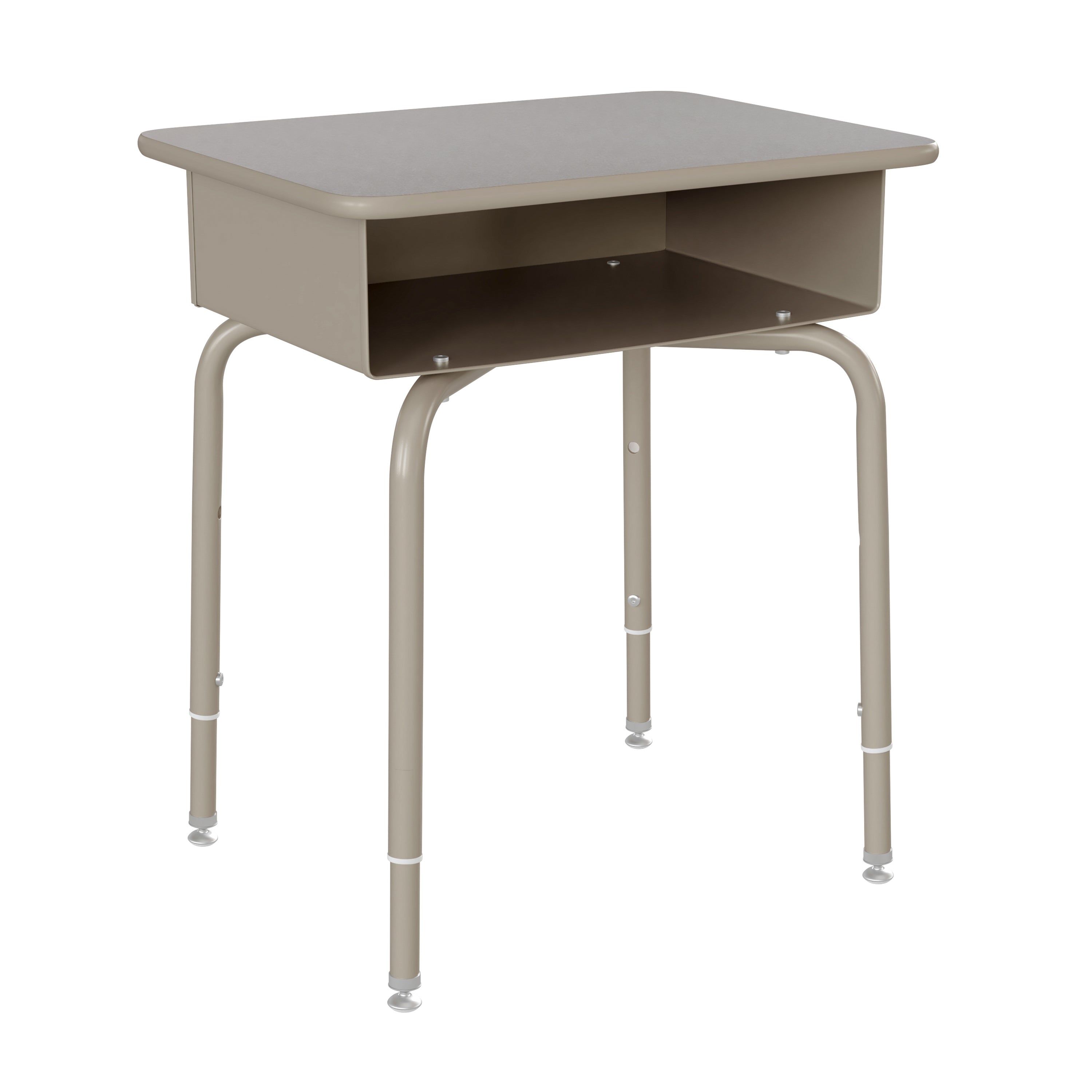HERCULES Student Desk with Open Front Metal Book Box, Gray Granite Desktop, and Silver Frame and Black Heavy-Duty Flex Comfort Classroom Stack Chair