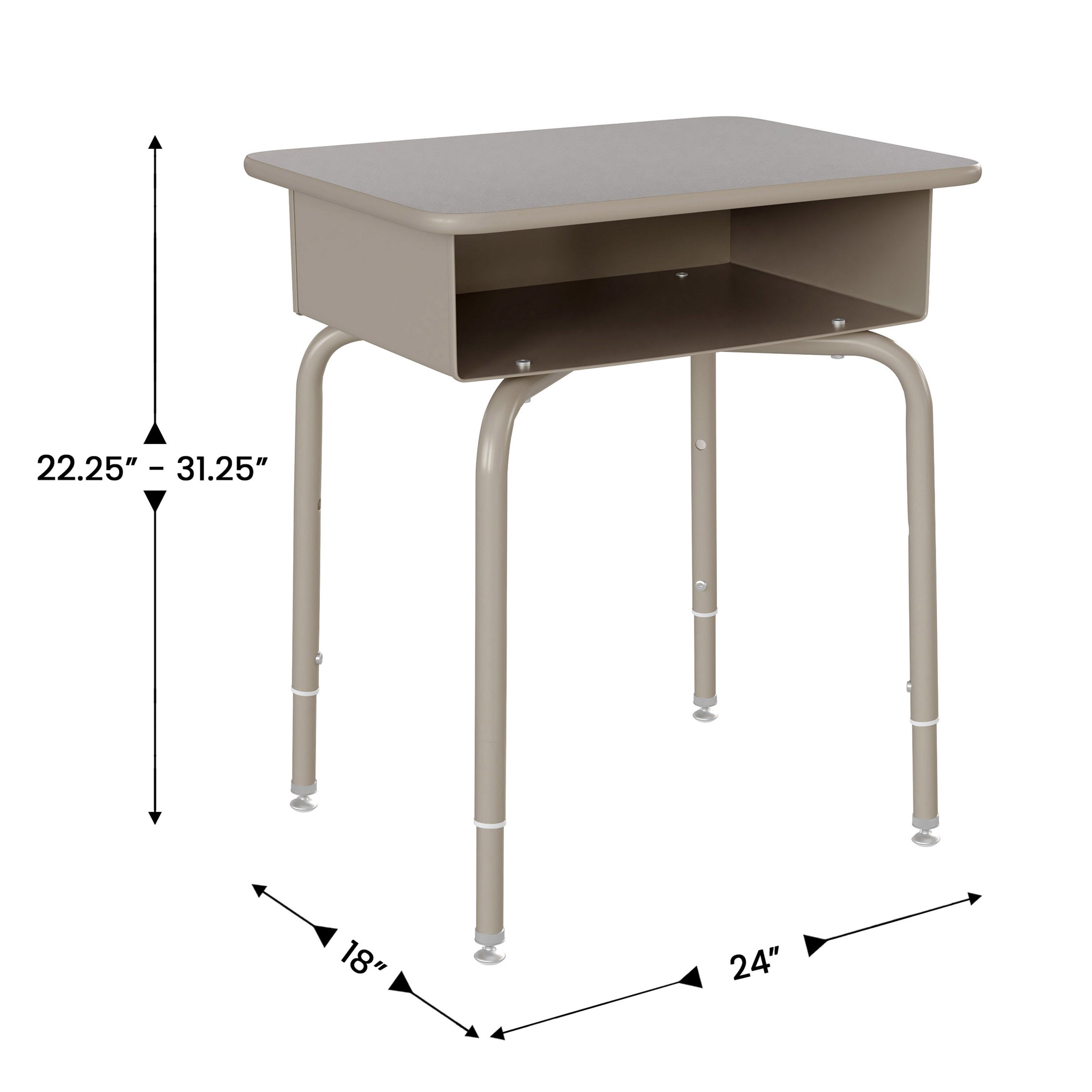 HERCULES Student Desk with Open Front Metal Book Box, Gray Granite Desktop, and Silver Frame and Navy Heavy-Duty Flex Comfort Classroom Stack Chair