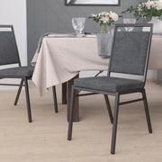 HERCULES Series Square Back Stacking Banquet Chair in Dark Gray Fabric with Silvervein Frame