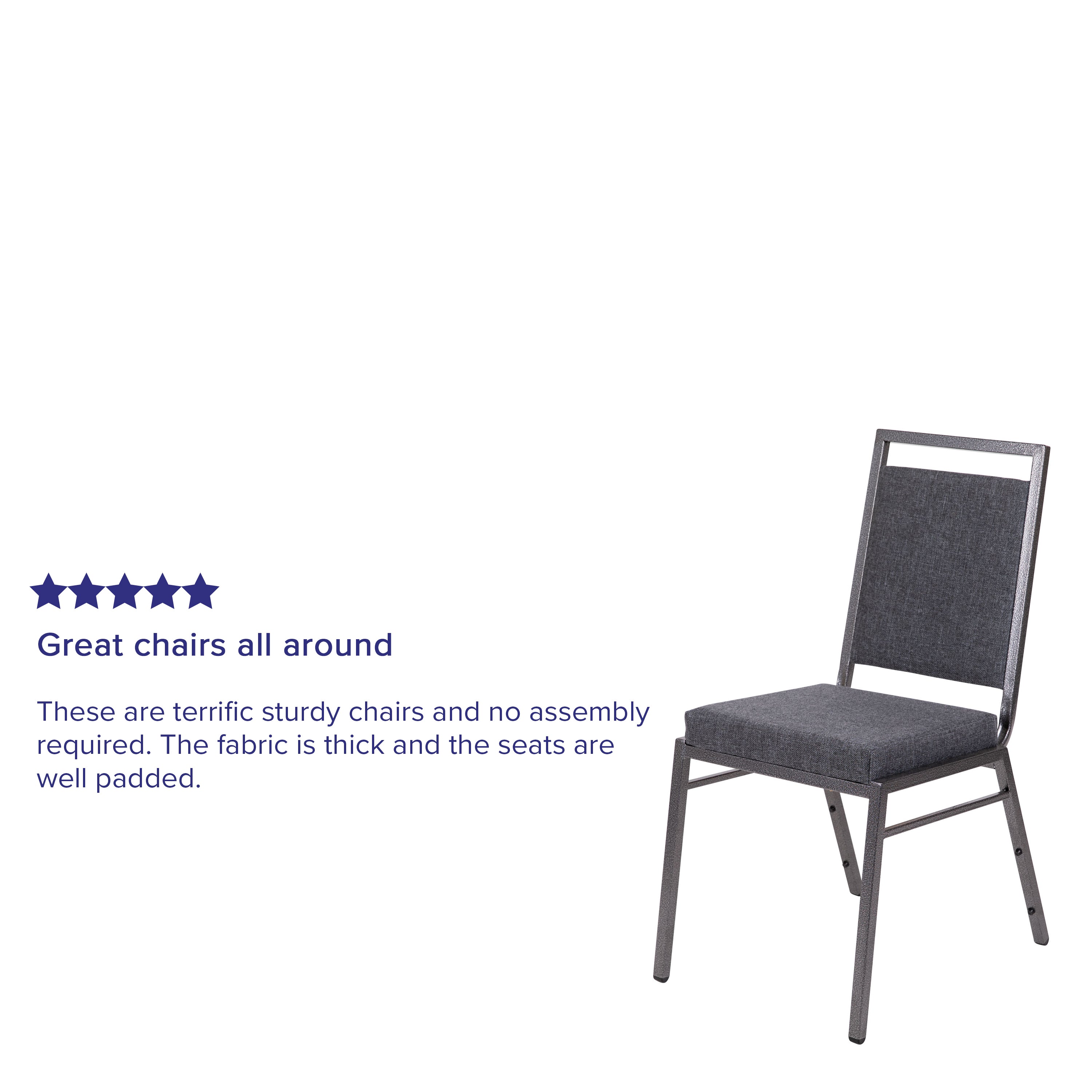 HERCULES Series Square Back Stacking Banquet Chair in Dark Gray Fabric with Silvervein Frame