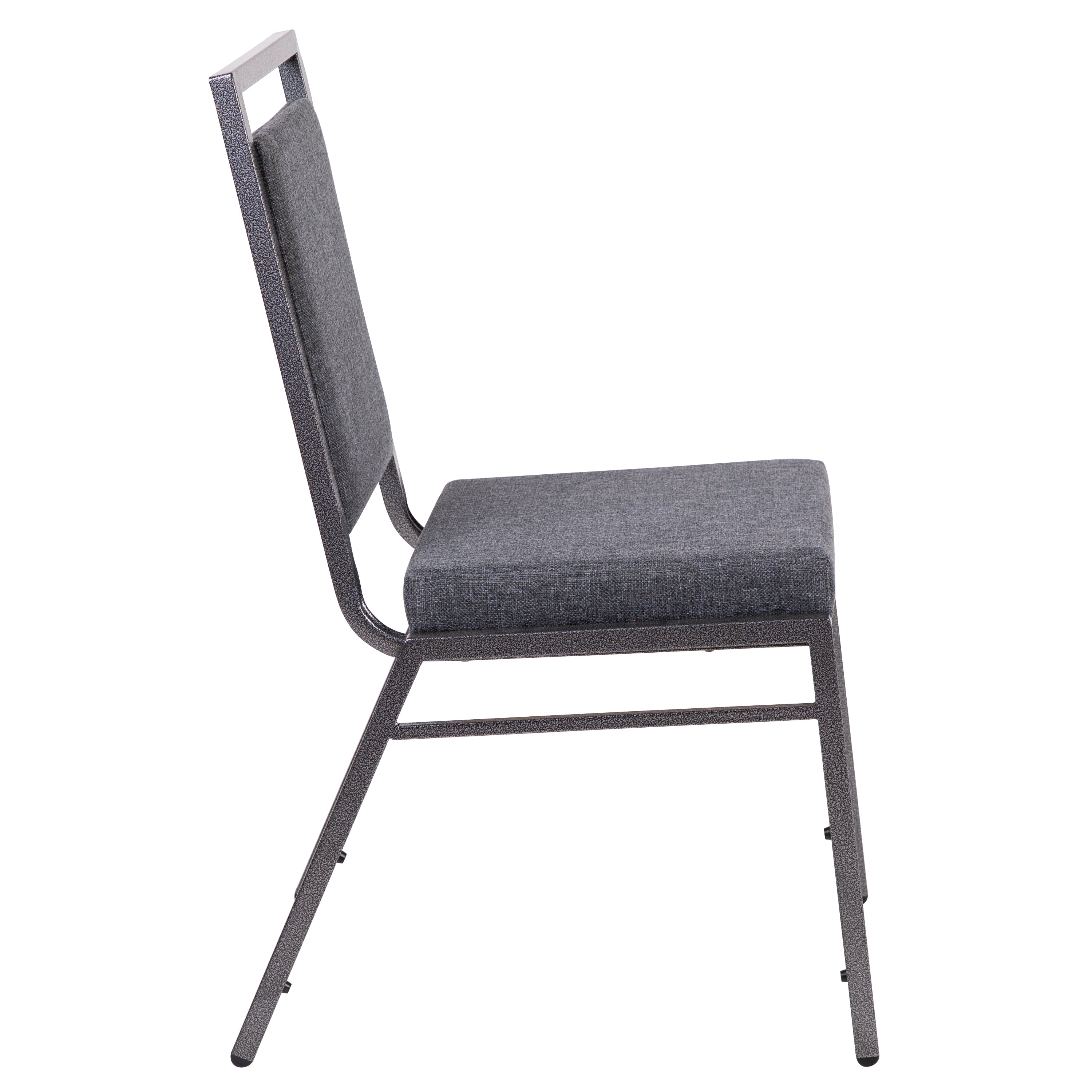 HERCULES Series Square Back Stacking Banquet Chair in Dark Gray Fabric with Silvervein Frame
