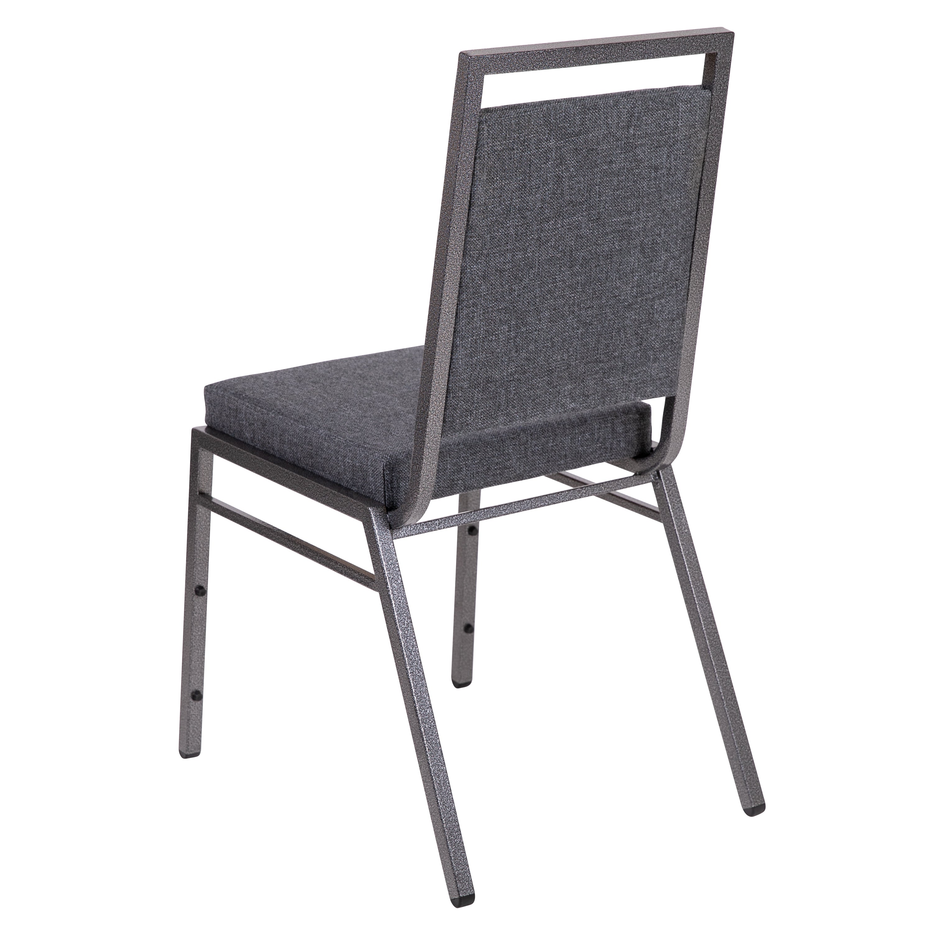 HERCULES Series Square Back Stacking Banquet Chair in Dark Gray Fabric with Silvervein Frame