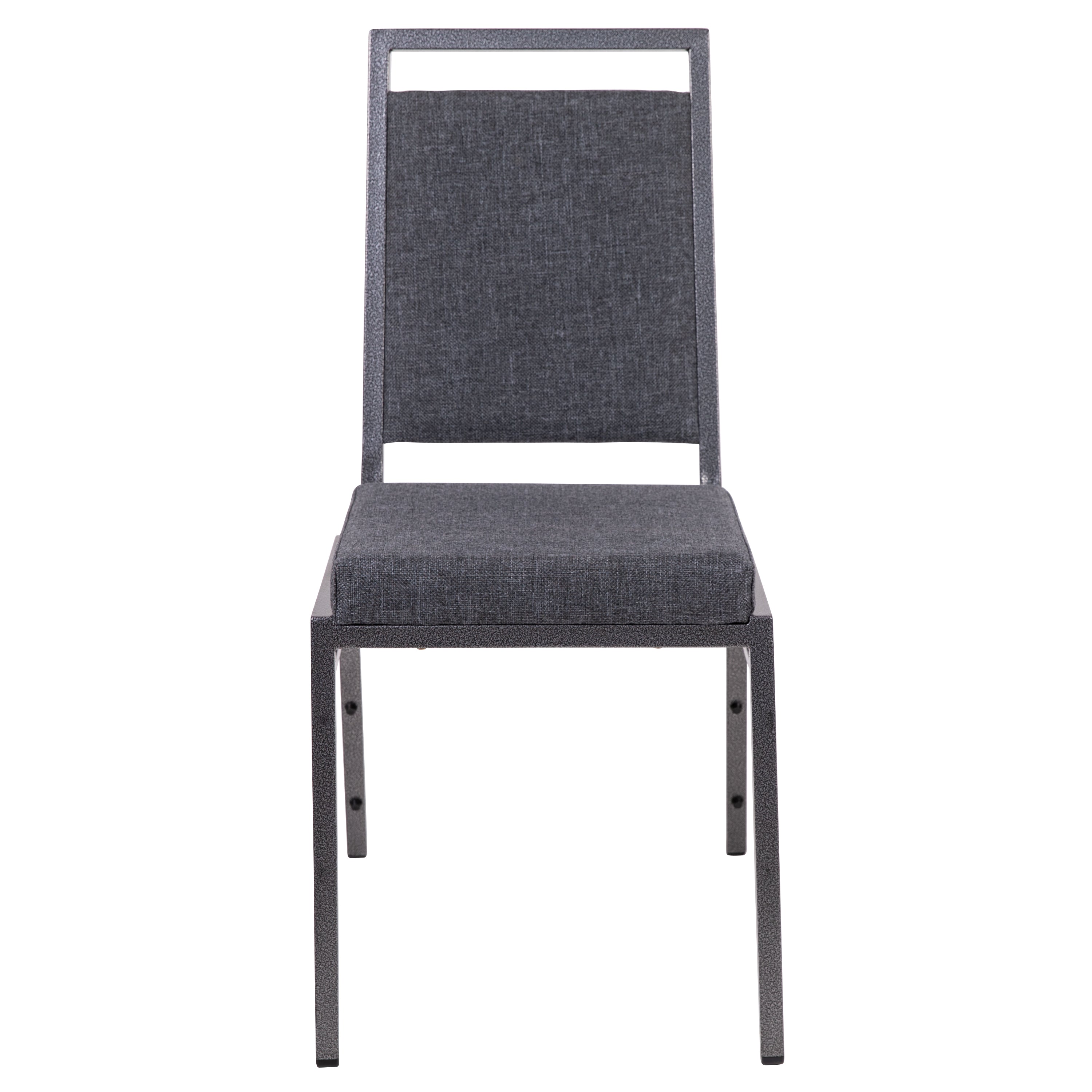 HERCULES Series Square Back Stacking Banquet Chair in Dark Gray Fabric with Silvervein Frame