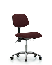 Rutledge Fabric Chair Chrome - Desk Height with Casters in Burgundy Fabric