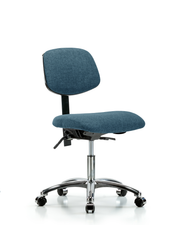 Rutledge Fabric Chair Chrome - Desk Height with Casters in Blue Fabric