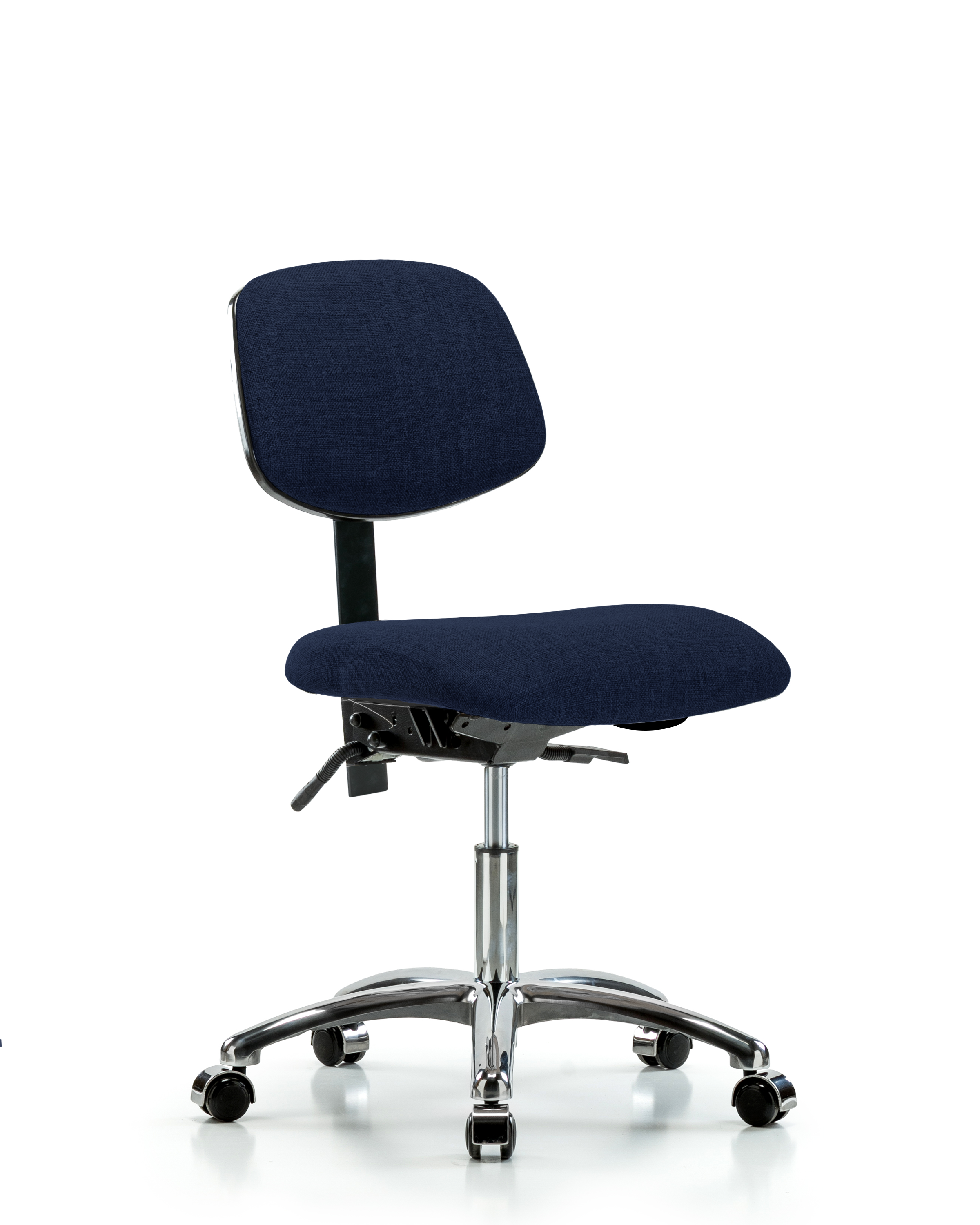 Rutledge Fabric Chair Chrome - Desk Height with Casters in Navy Fabric